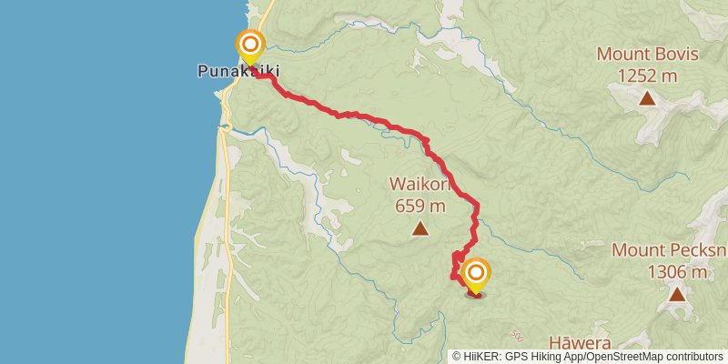 Paparoa Track - Pororari Hut Track stage 1 Map