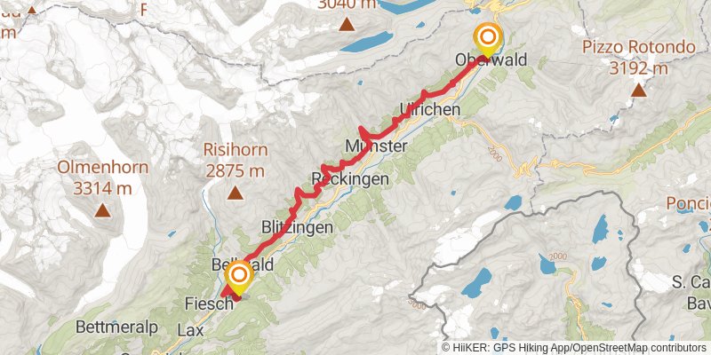 Camino Müstair-Geneva via Martigny alt 8 Map