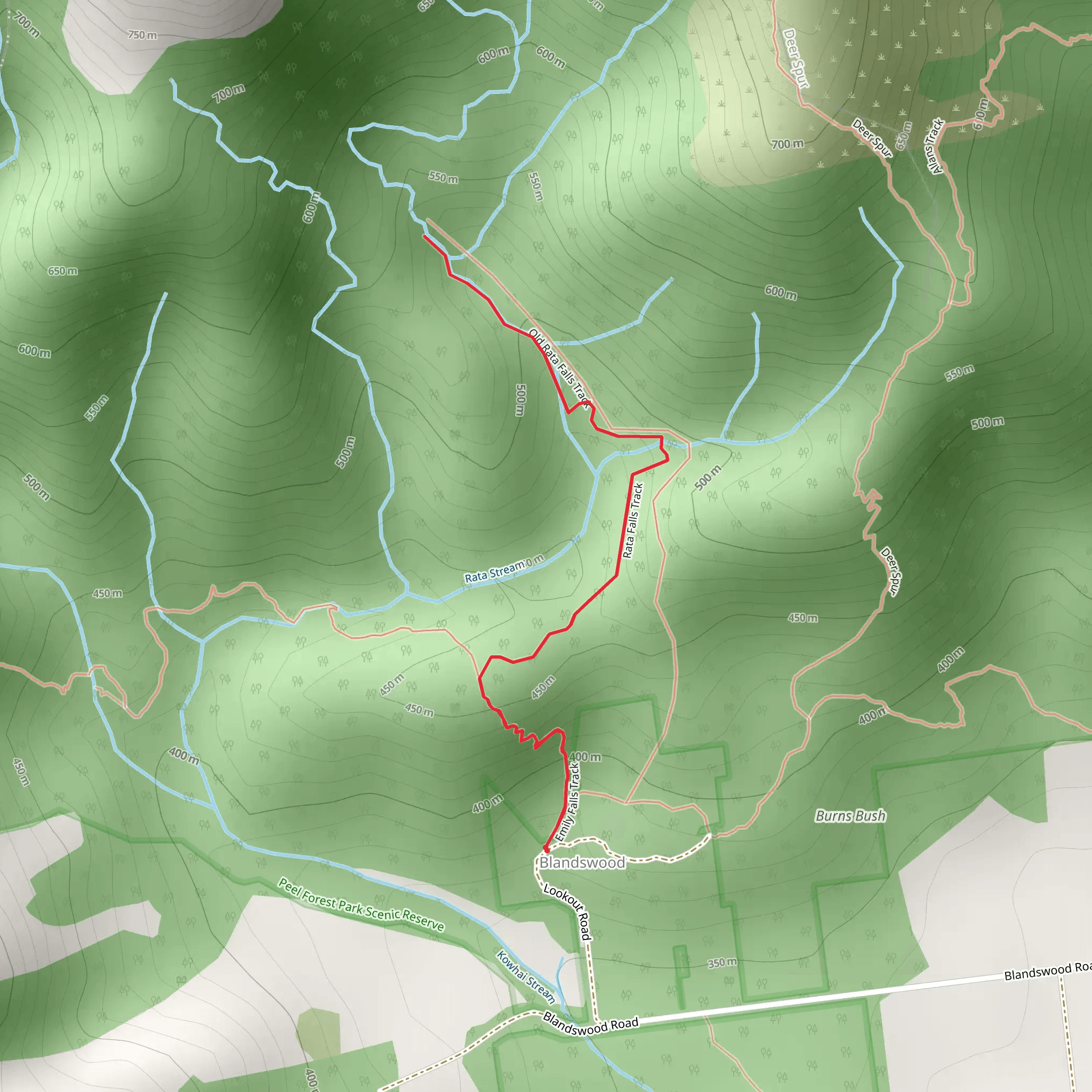 Rata Falls Track mobile static map