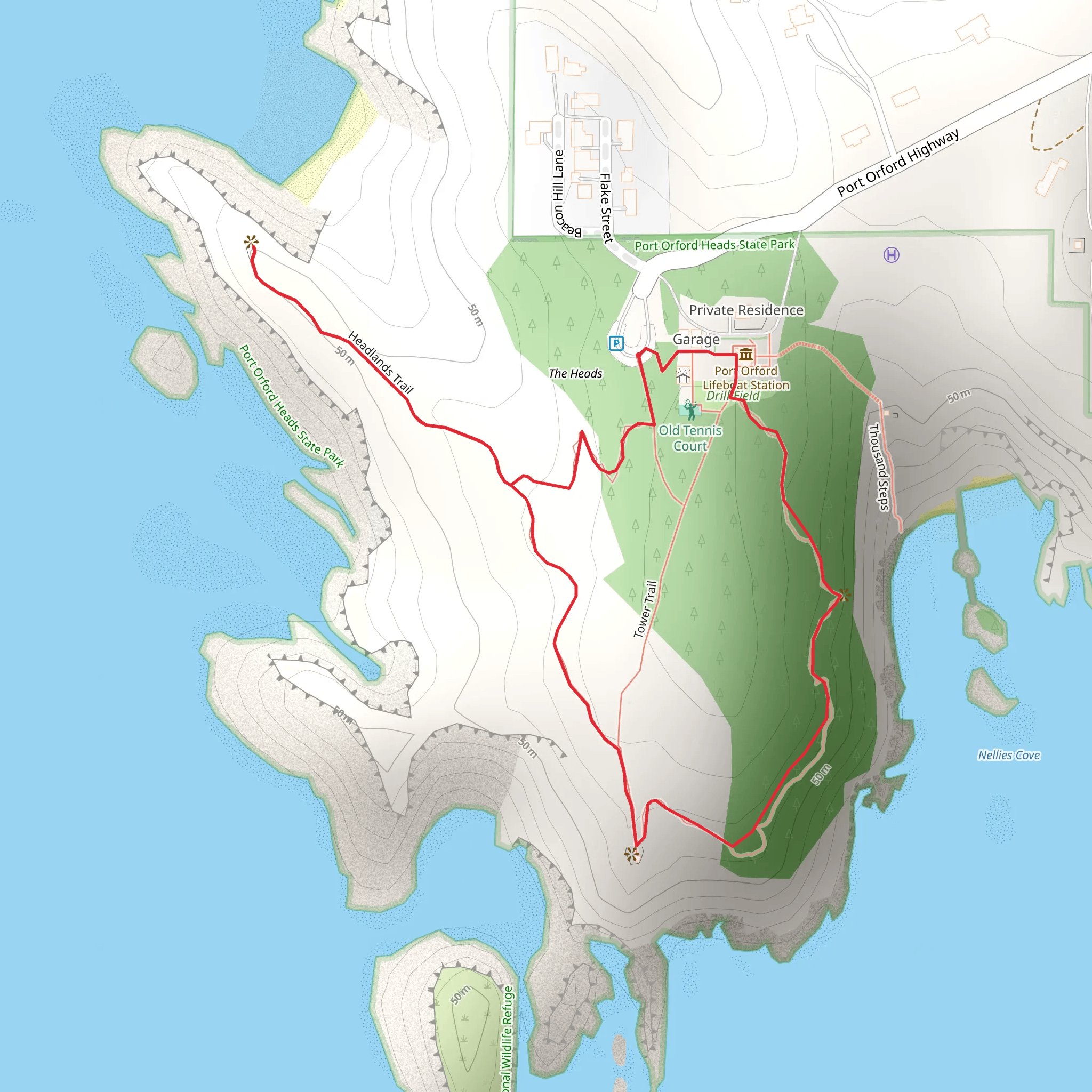 Headlands Trail and Nellies Cove Loop Trail mobile static map