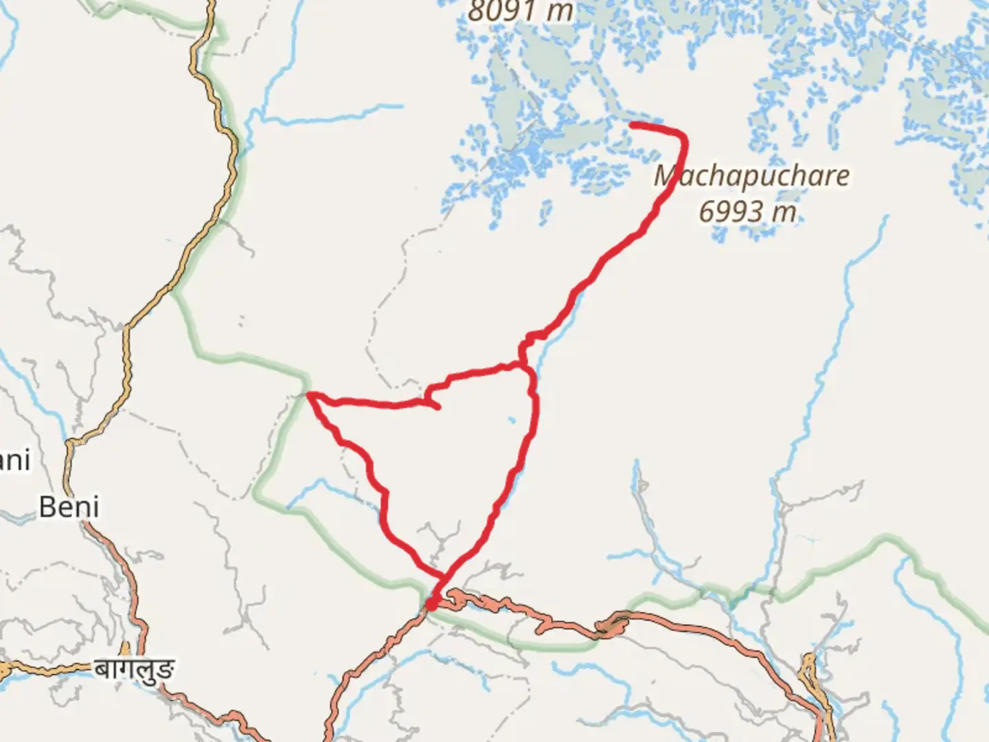 An image depicting the trail Annapurna Base Camp Trek and its surrounding area.