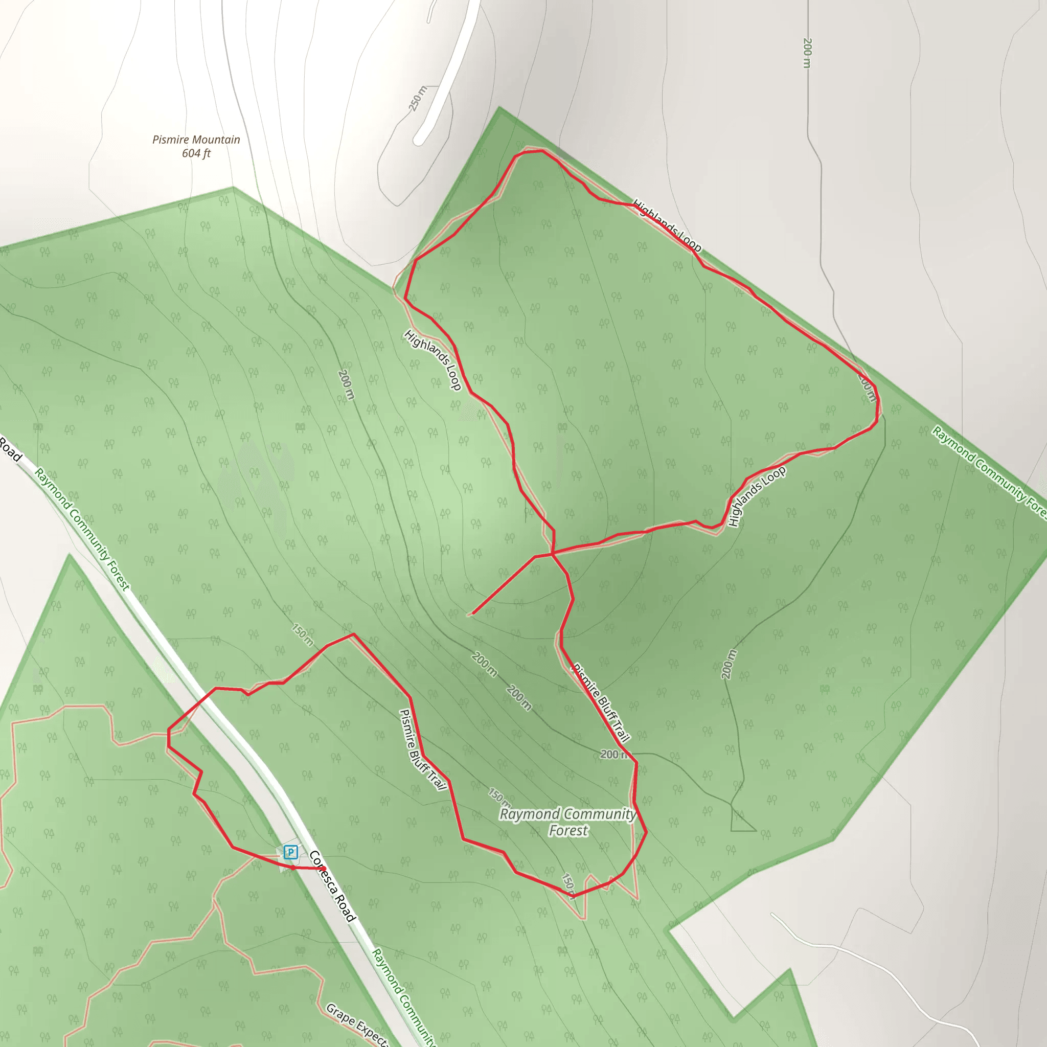 Raymond Community Forest Loop Trail mobile static map