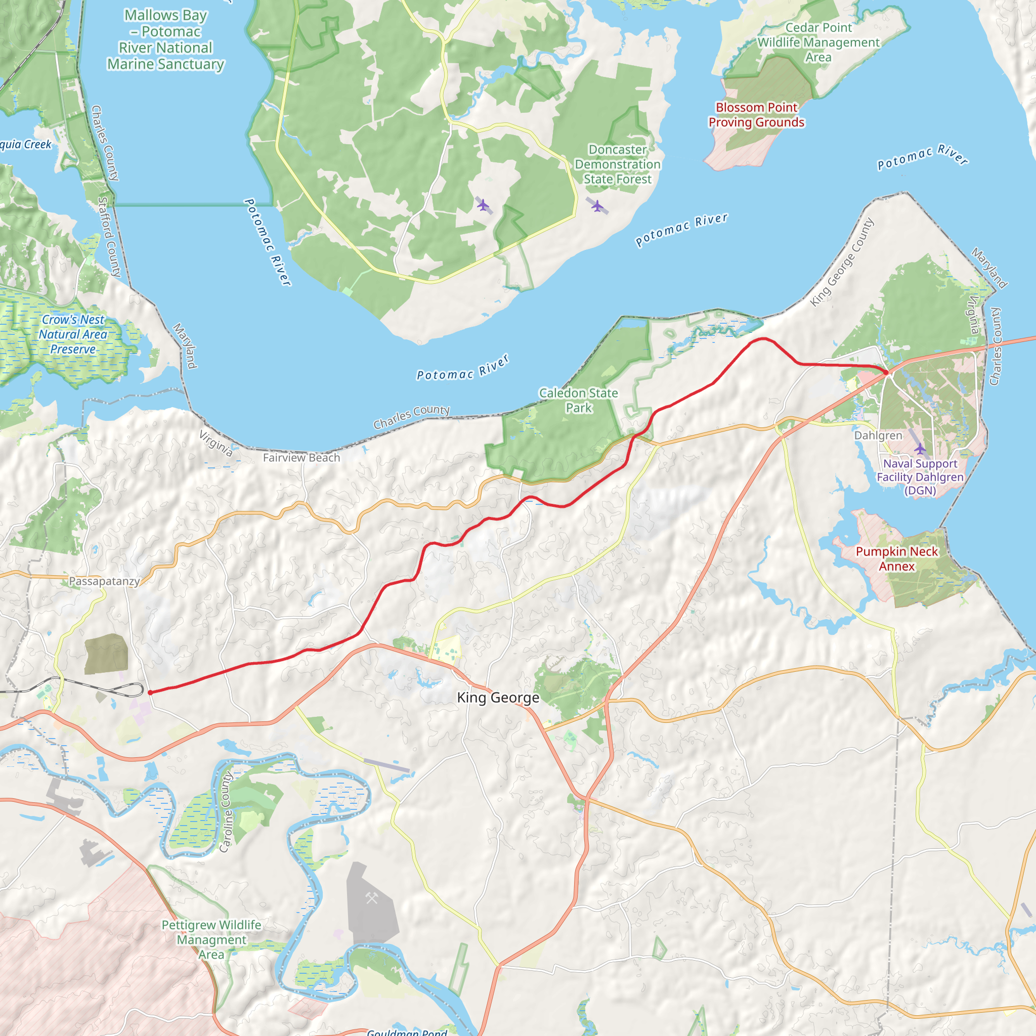 Dahlgren Railroad Heritage Trail mobile static map