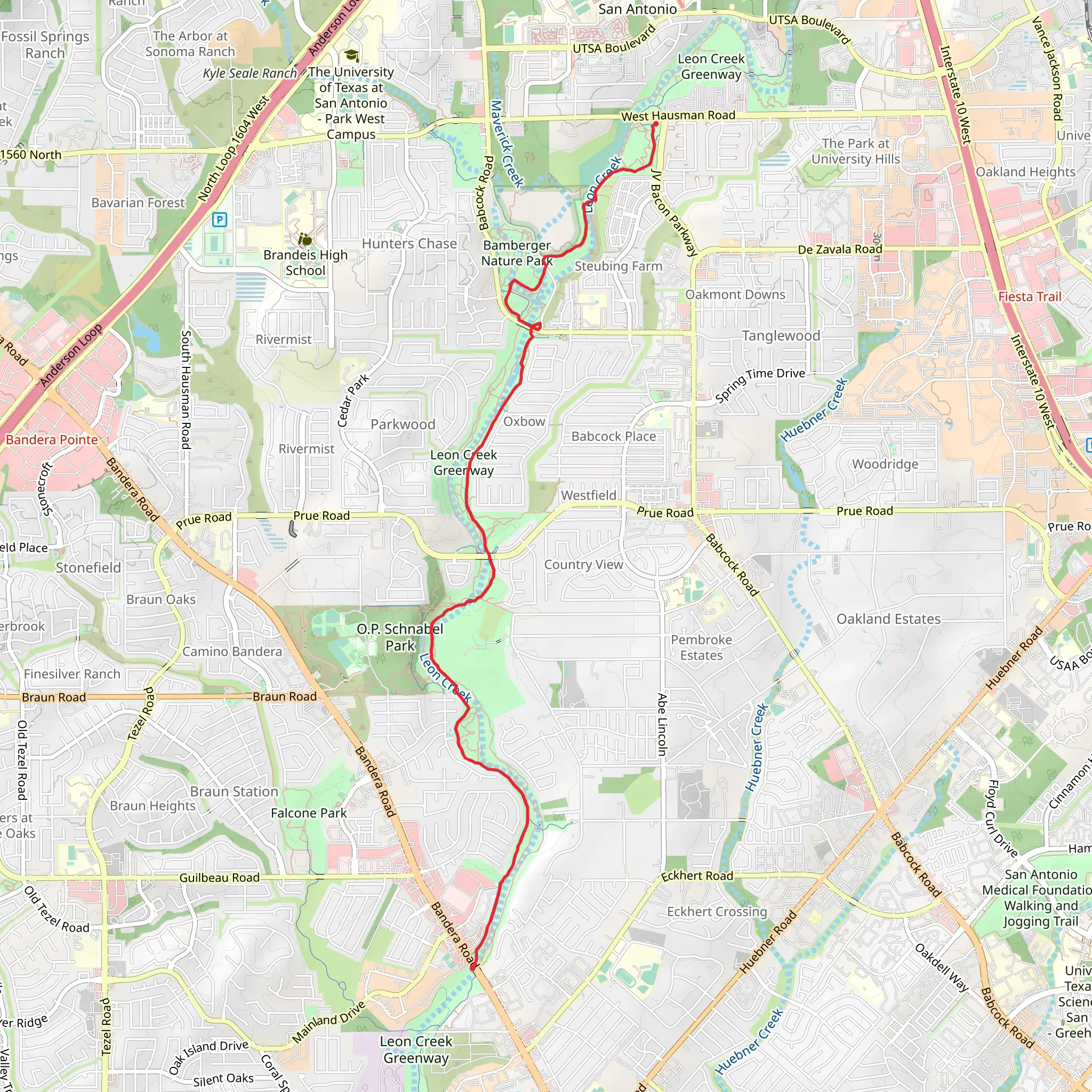 Leon Creek Greenway Trail Point to Point mobile static map