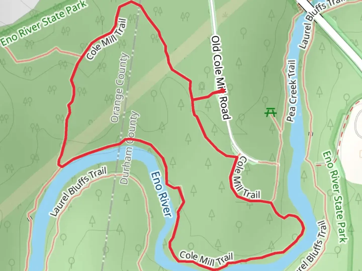 An image depicting the trail Cole Mill Loop Trail and its surrounding area.