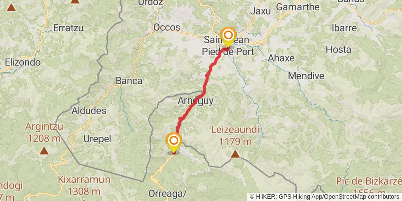 Camino de Santiago Francés stage 1 Map