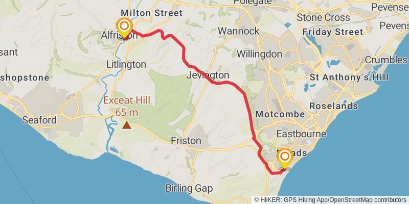 South Downs Way - Washington to Eastbourne alt 1 Map