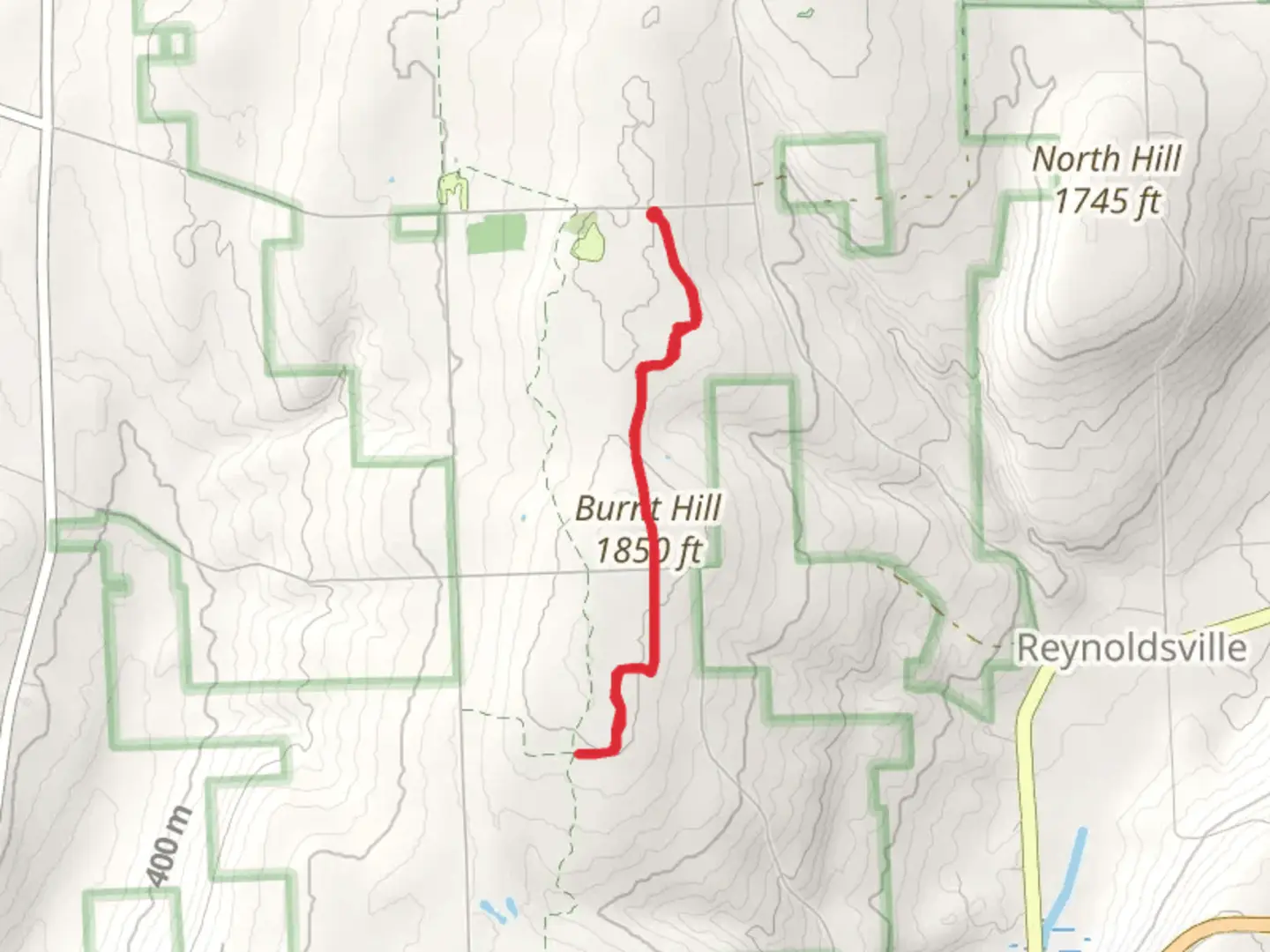 An image depicting the trail Burnt Hill Trail Out and Back and its surrounding area.