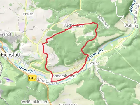 Wallfahrerweg and Feuchtgebiets Lehrpfad Pfuenz Loop