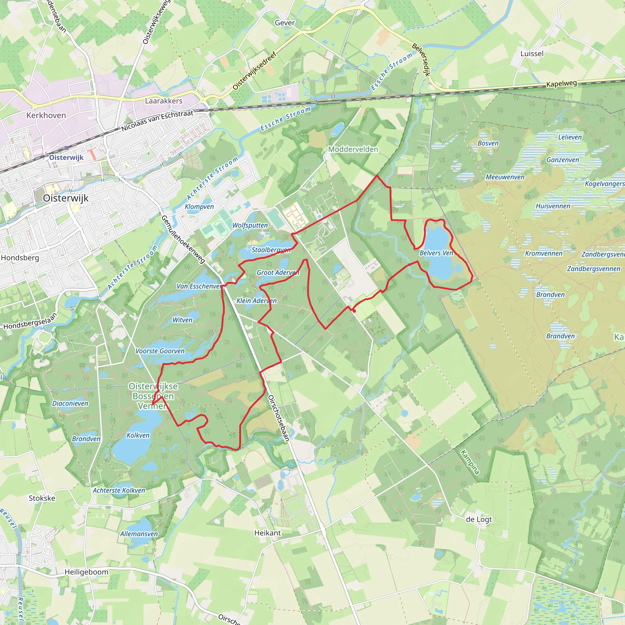 Belvers Ven, Voorste Goorven and Kolkven via Posthoorne Weg and Bos Weg mobile static map