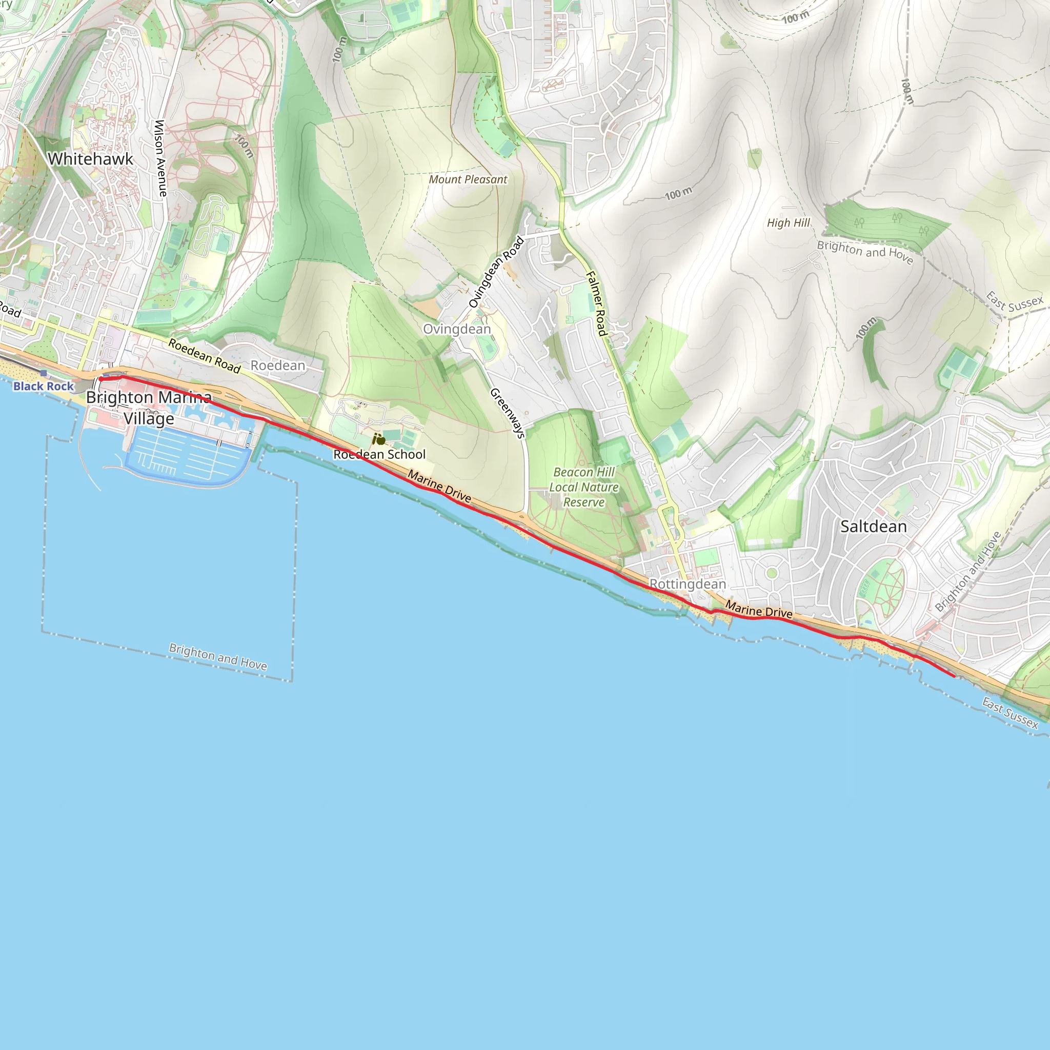 Saltdean Beach via Undercliff Walk mobile static map