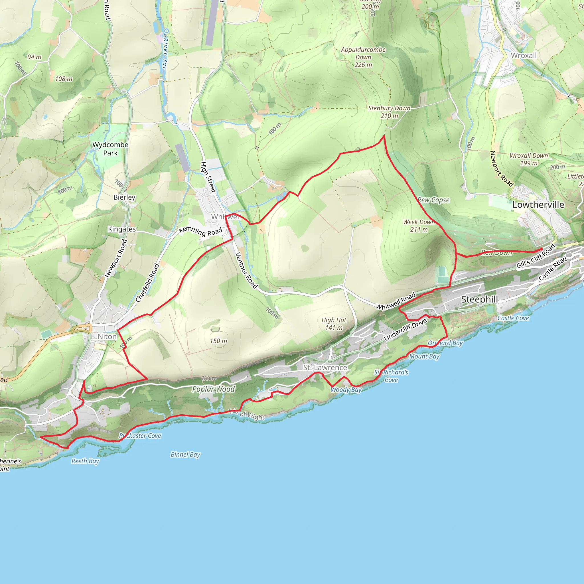 Ventnor, Whitwell and St Lawrence Loop mobile static map