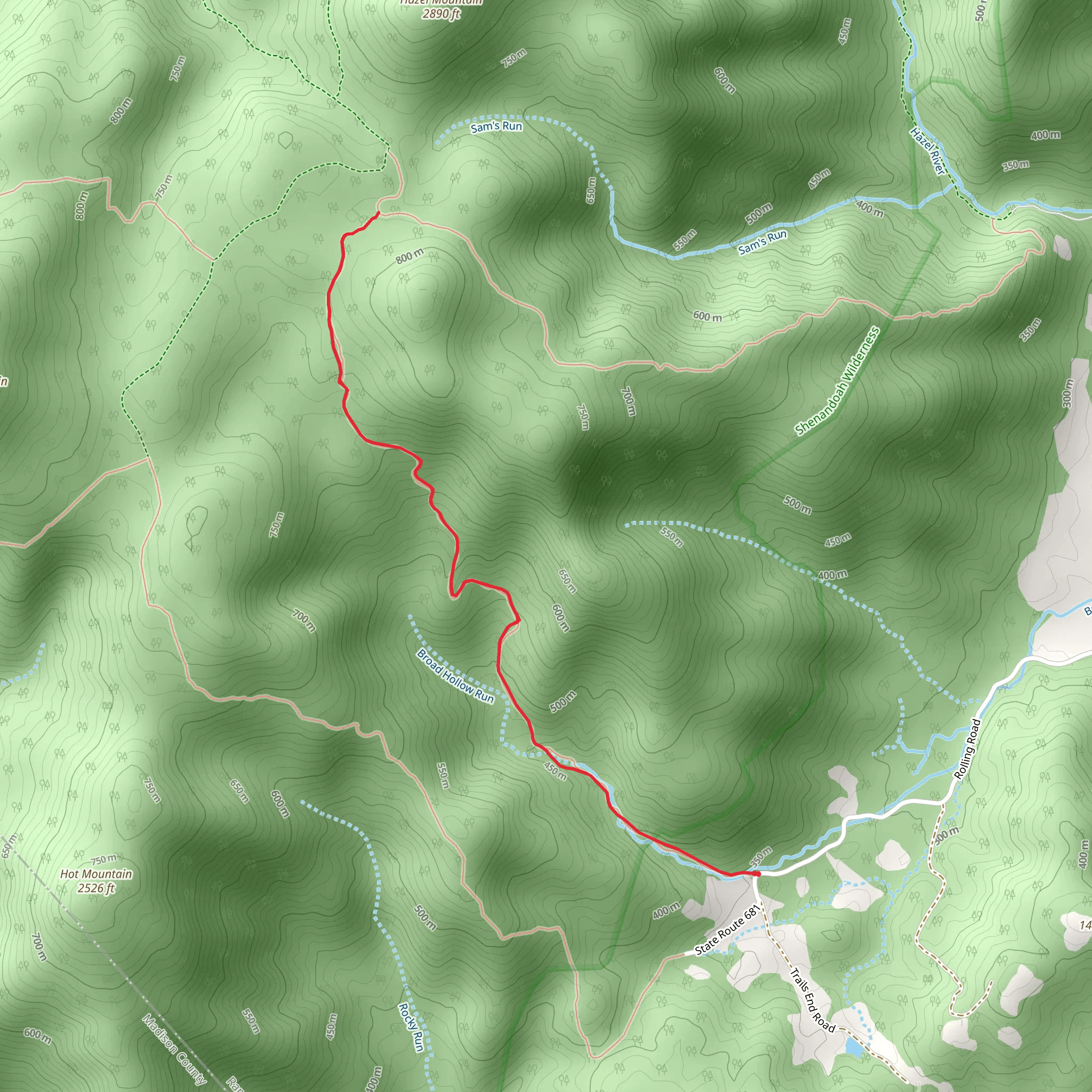 Broad Hollow Trail mobile static map