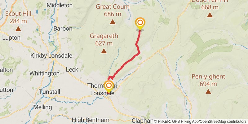 40 Miles Hostels and Peaks Walk stage 2 Map