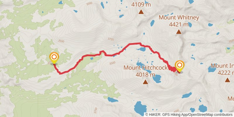 Crescent Meadows to Whitney Portal stage 6 Map
