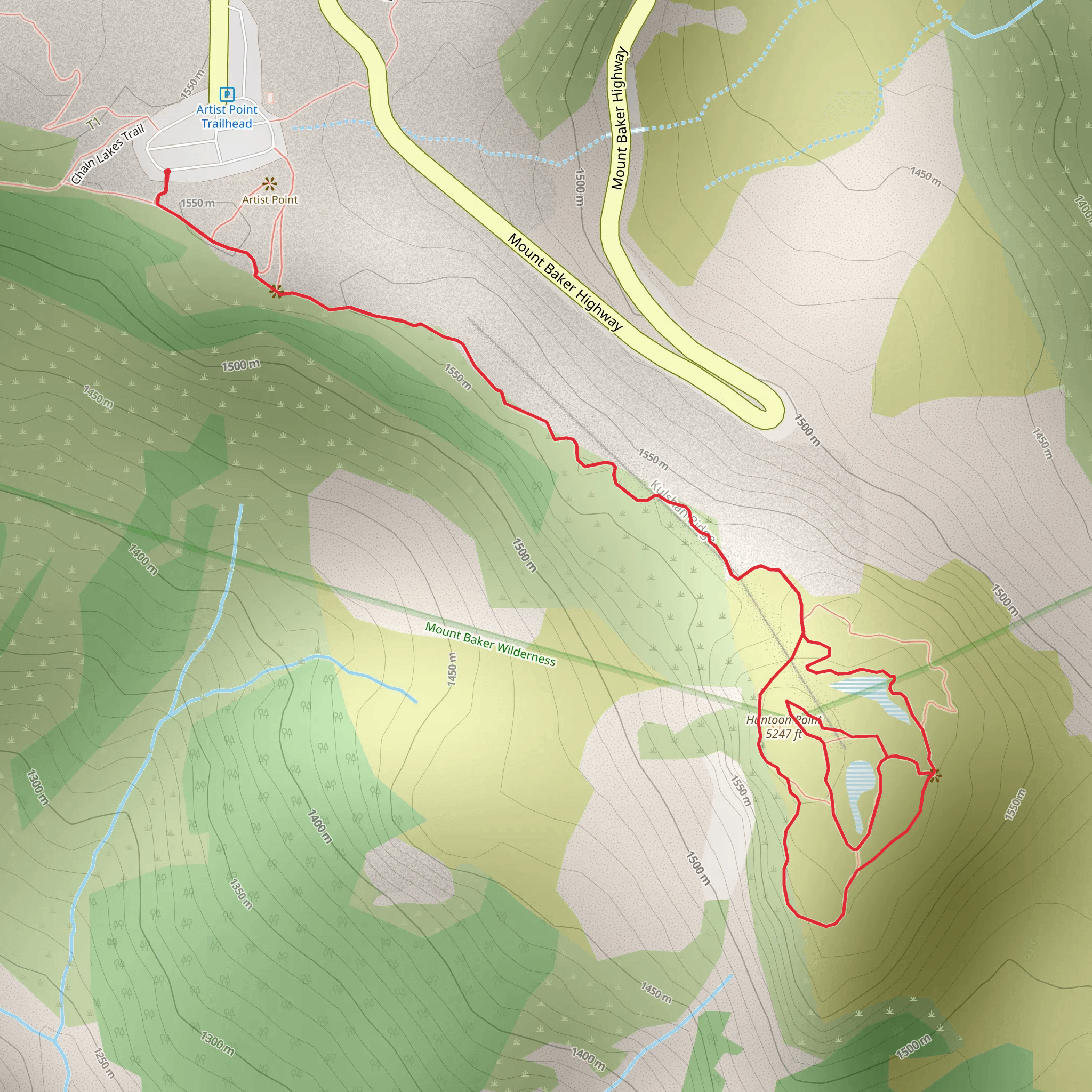 Huntoon Point via Artist Ridge Trail mobile static map