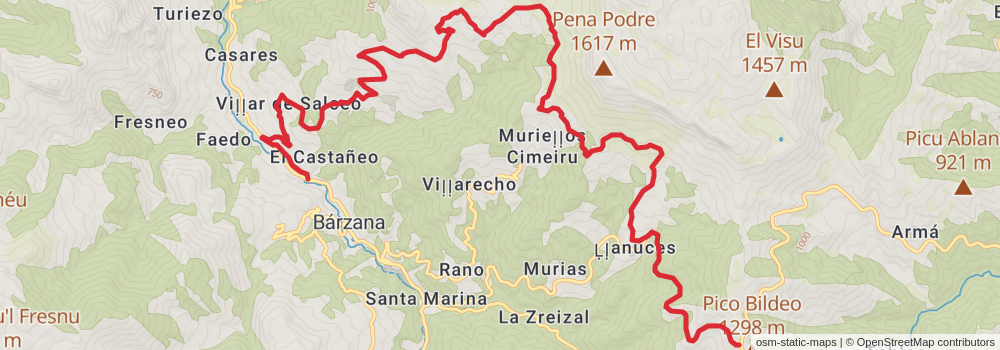 GR 109 Interior Asturias stage 16 Map