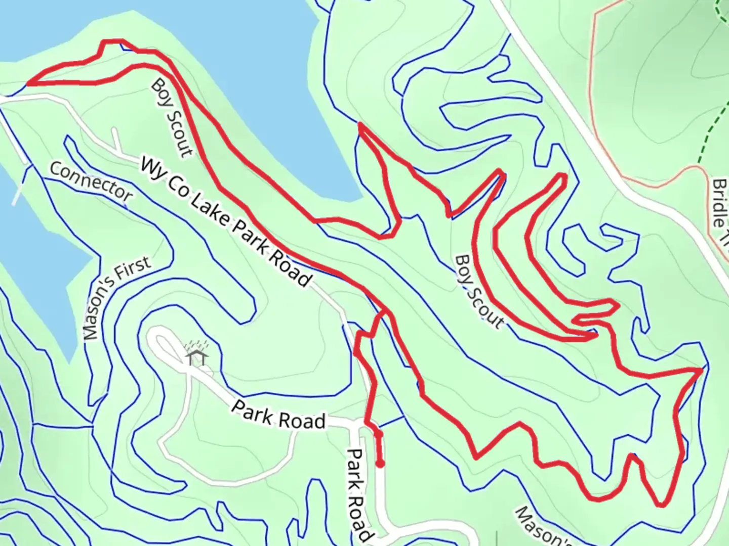 An image depicting the trail Boy Scout Loop and its surrounding area.