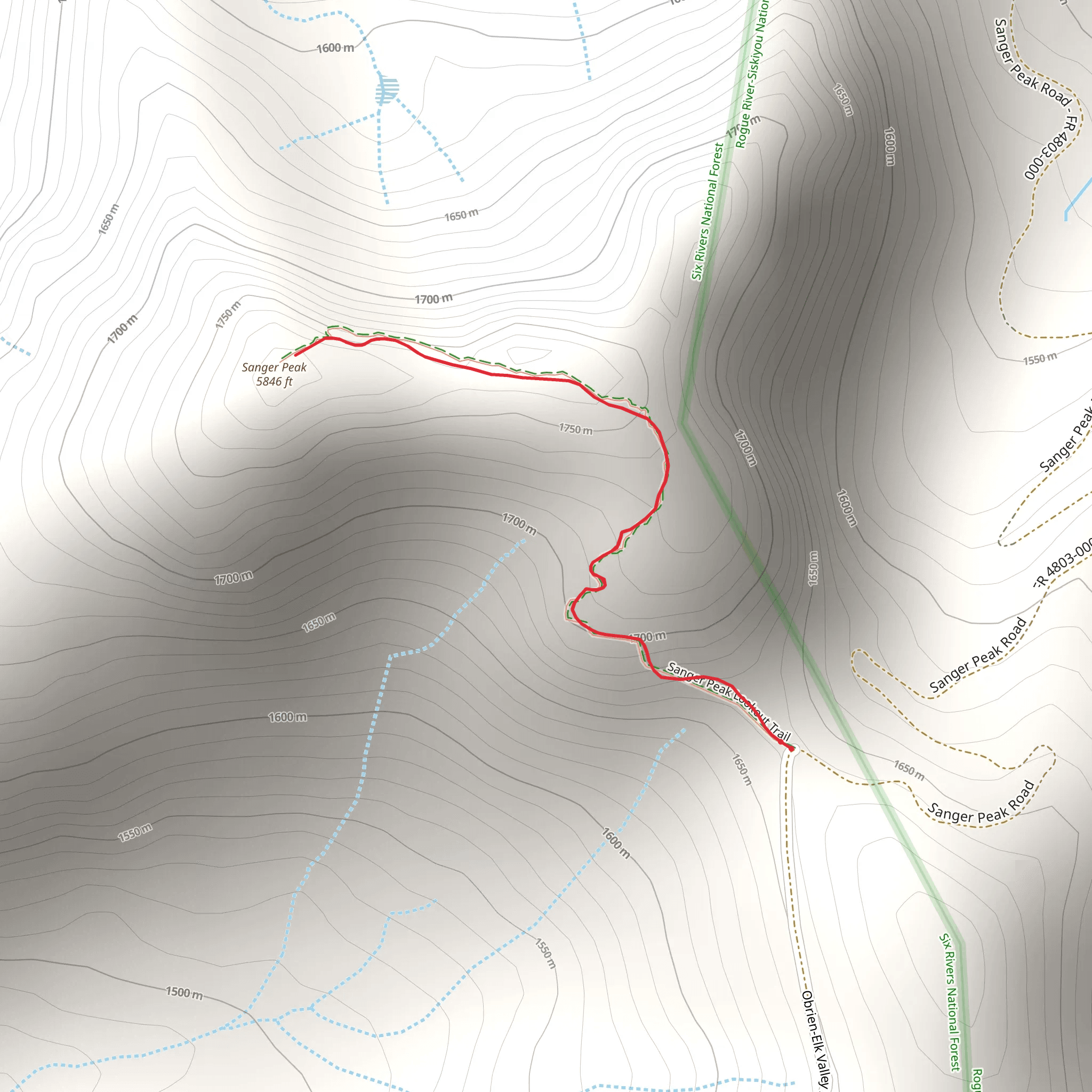 Sanger Peak Lookout Trail mobile static map