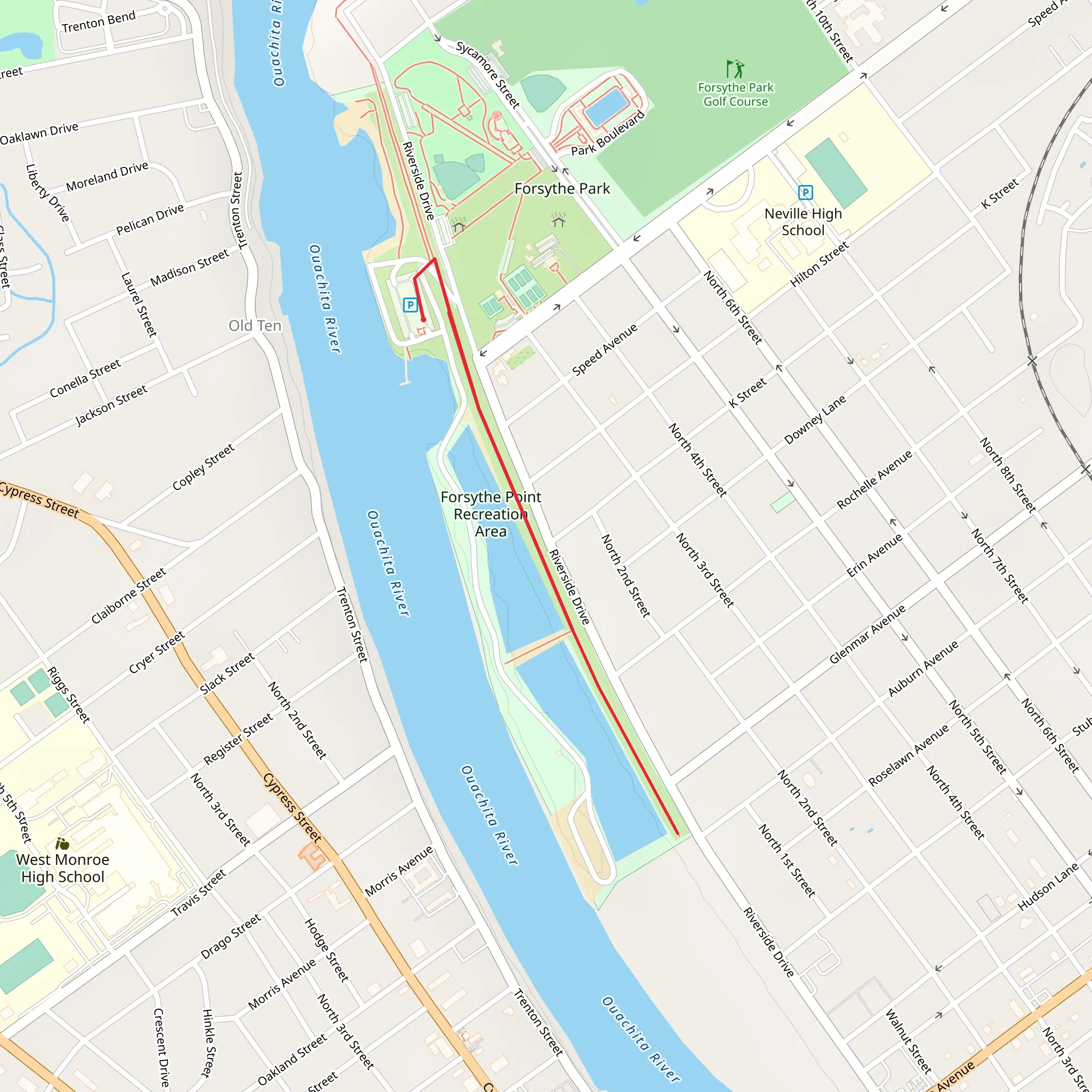Forsythe Point Recreation Area Out and Back mobile static map