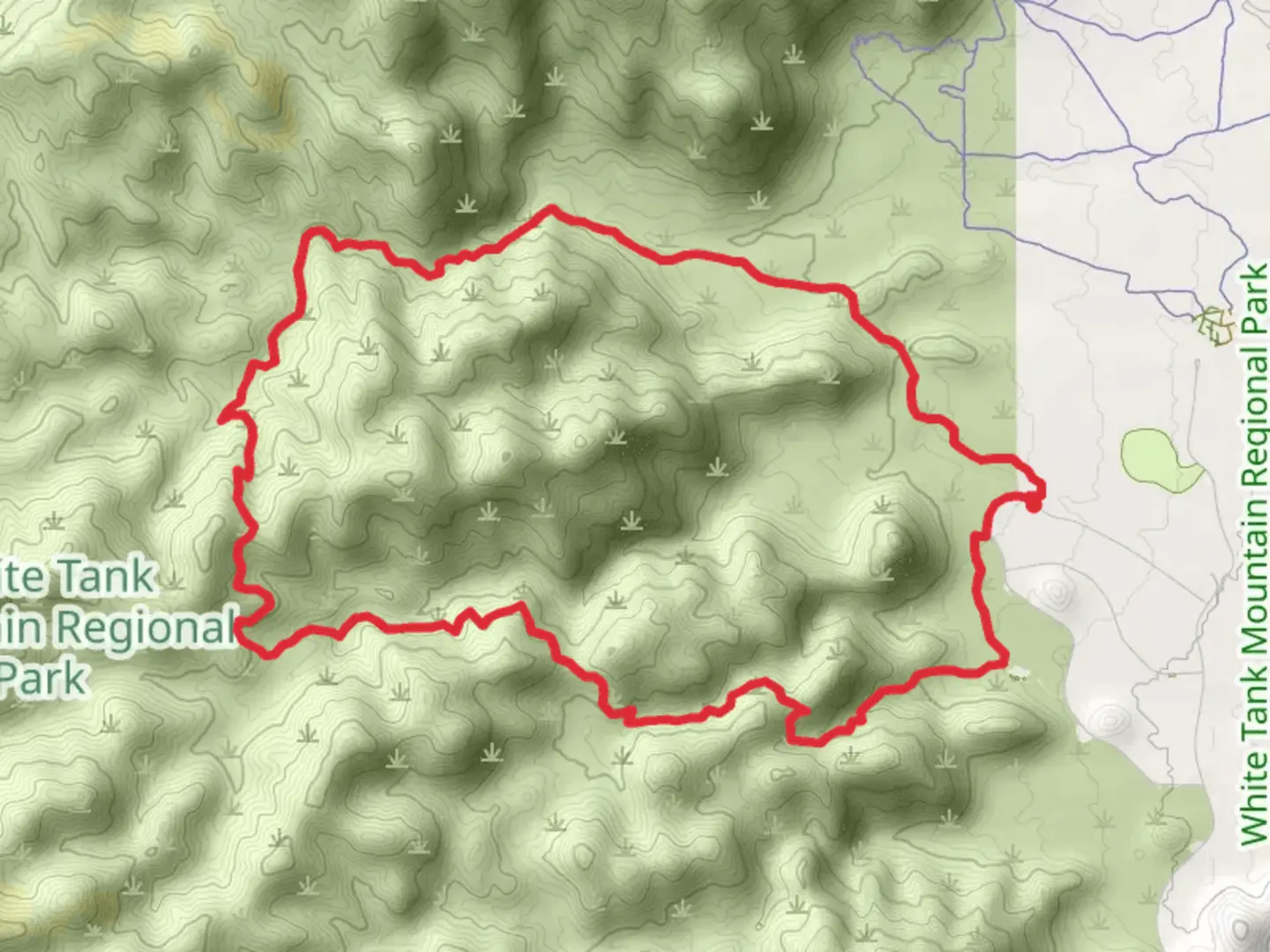 An image depicting the trail Ford Canyon Trail and Willow Canyon Trail Loop and its surrounding area.