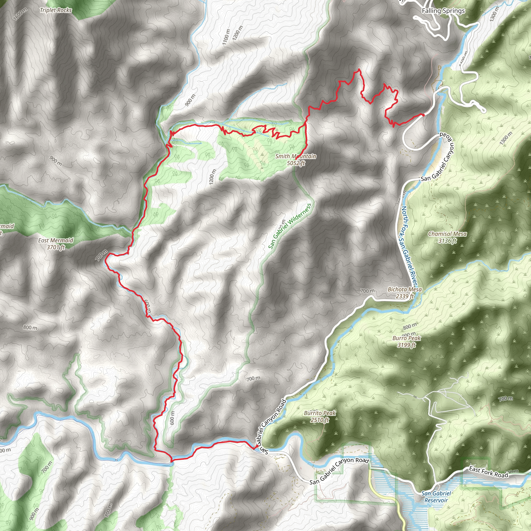 Bear Canyon Trail and Smith Mountain mobile static map
