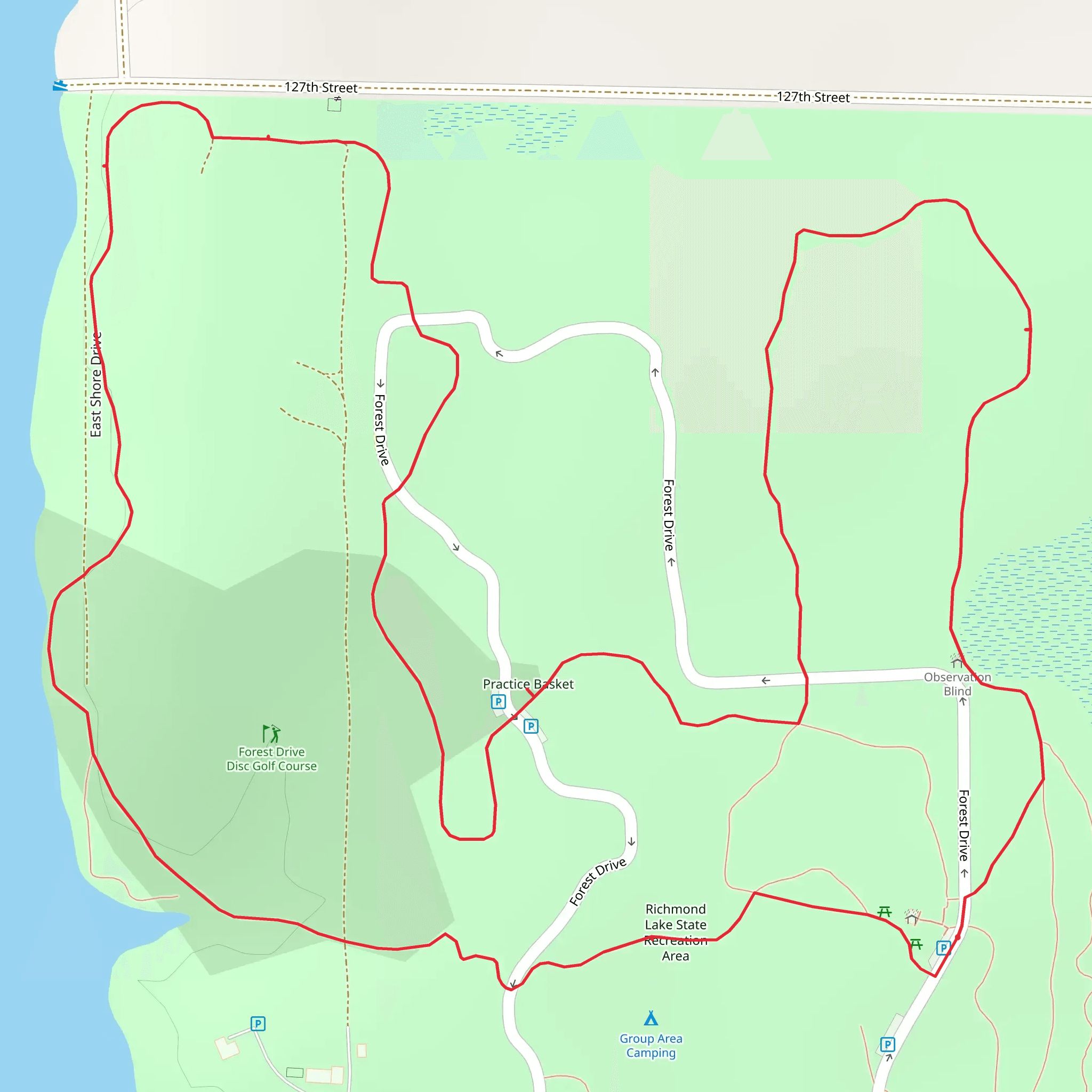 Richmond Lake Recreation Area Loop - North mobile static map