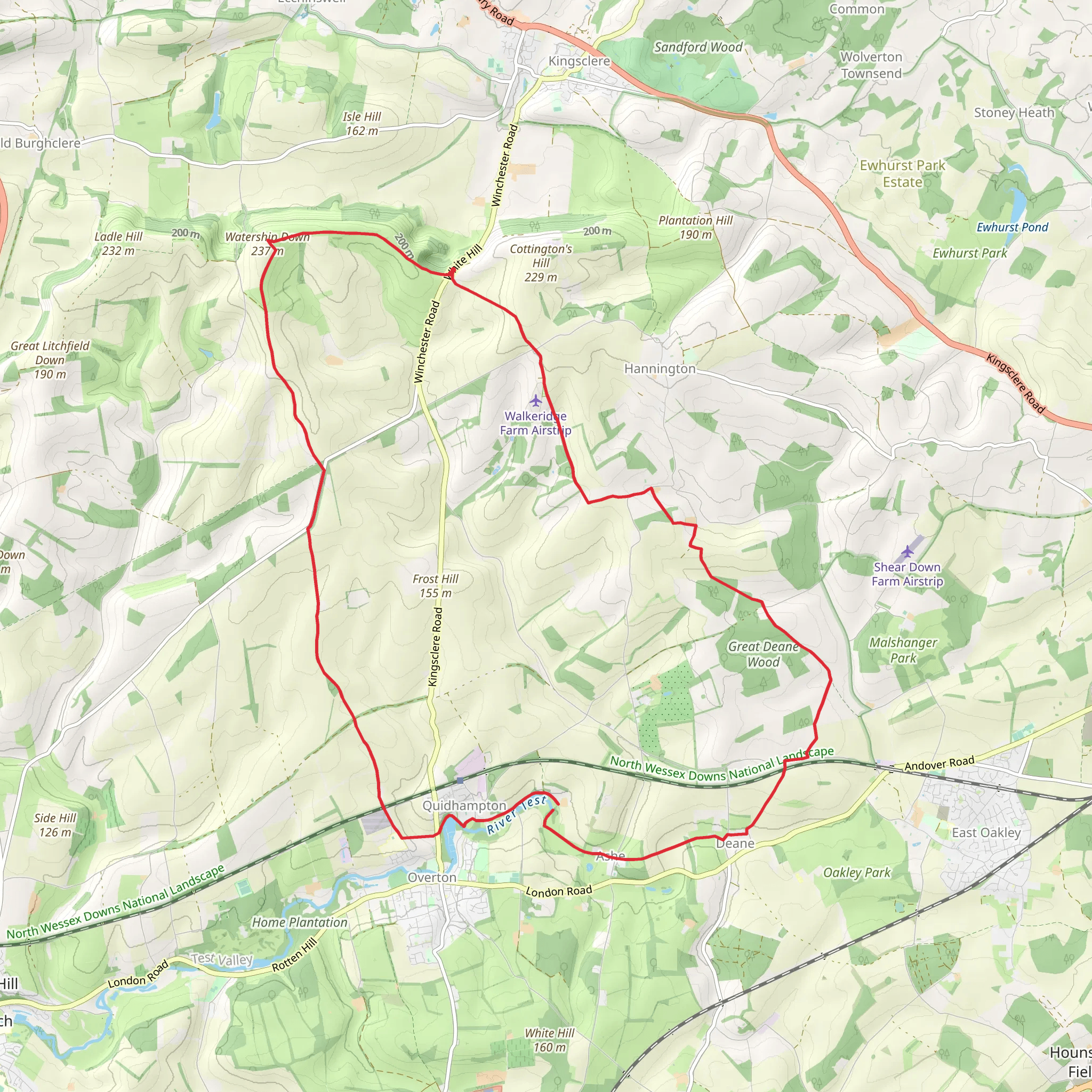 North Wessex Downs and Source of the Test mobile static map