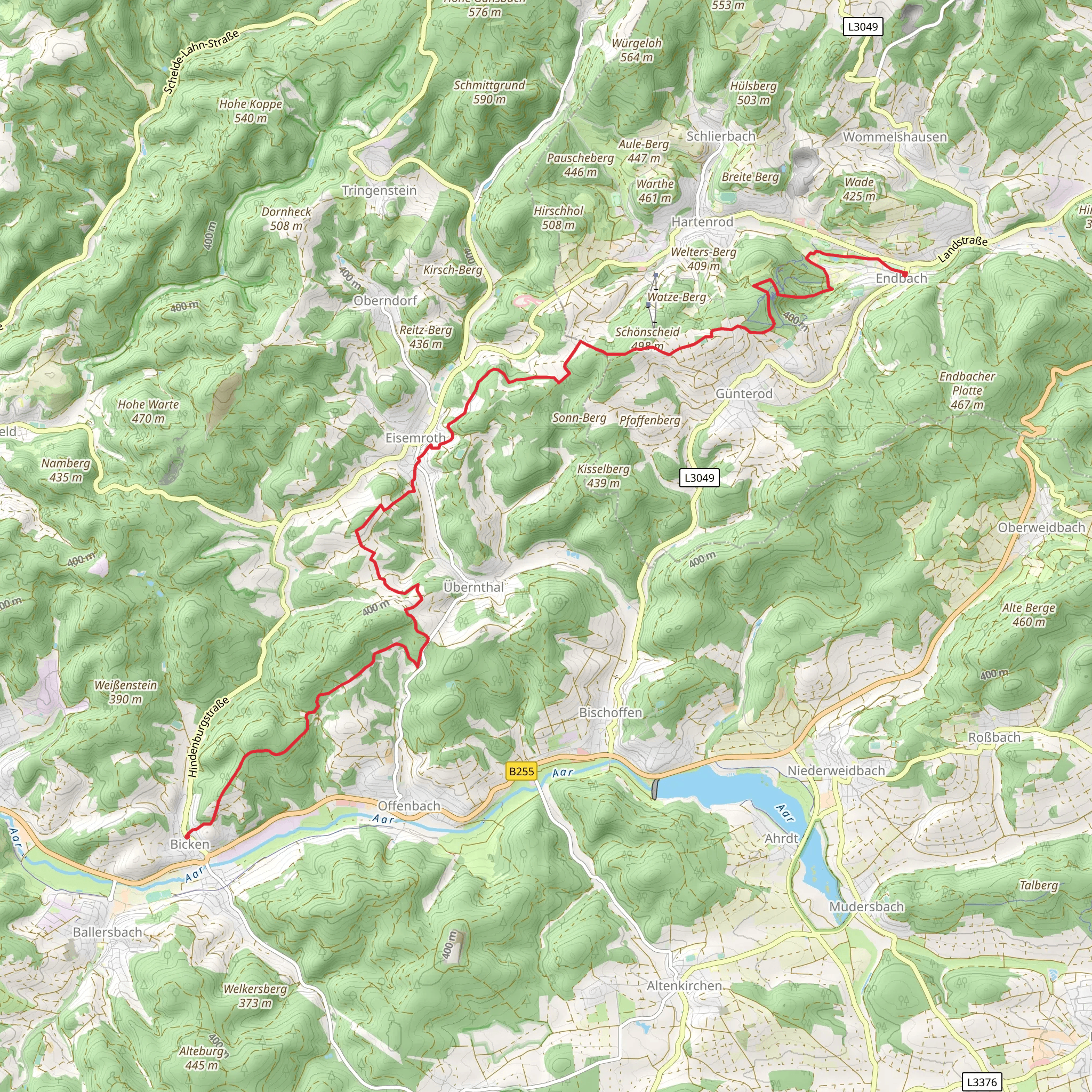 Bicken to Bad Endbach Walk mobile static map