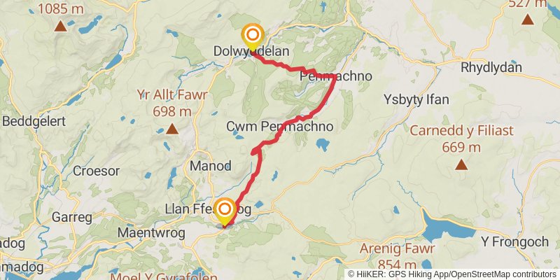 Caerhun to Carmarthen via Wales Coast Path stage 3 Map