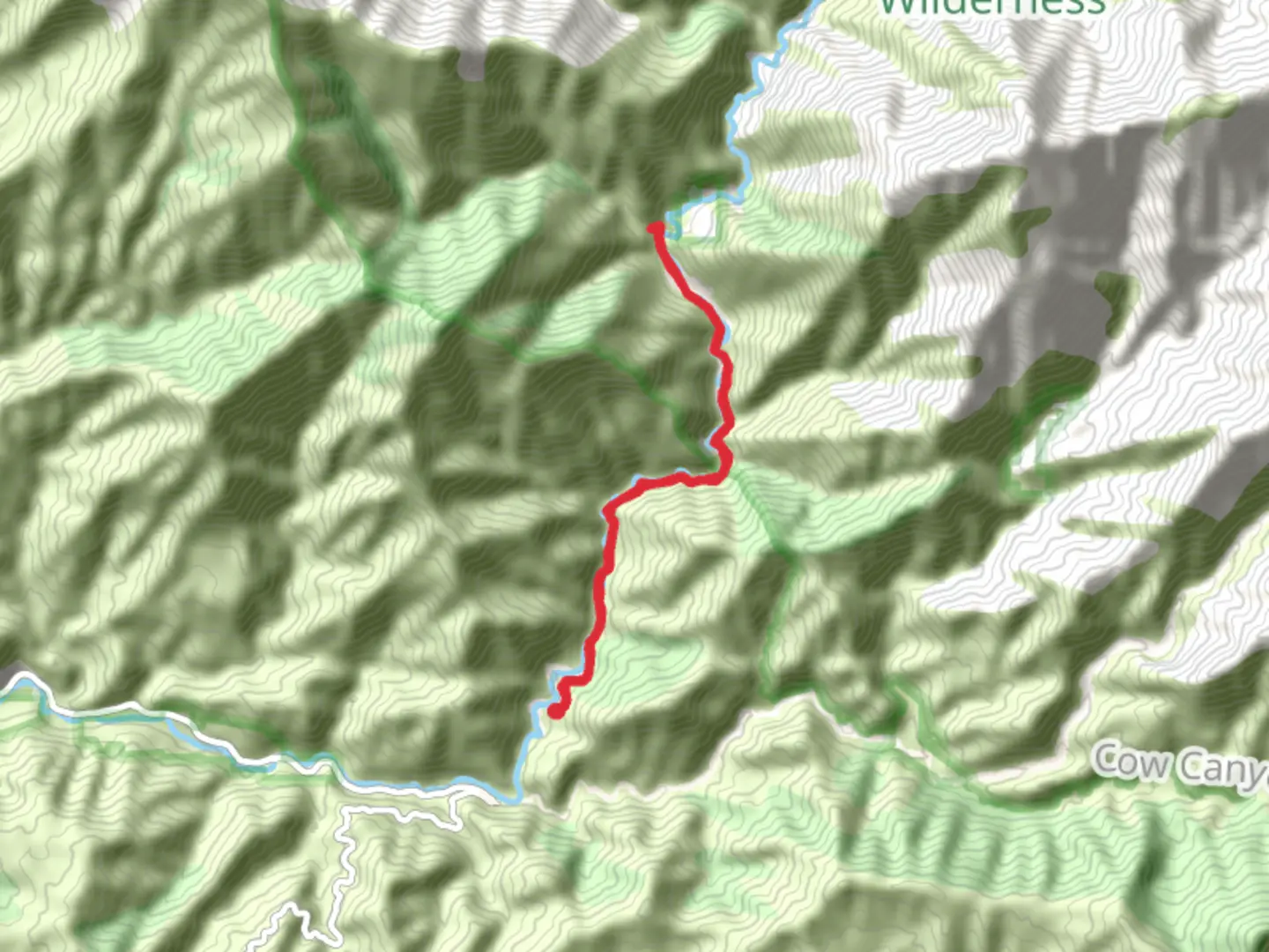 An image depicting the trail Devil Gulch via East Fork Trail and its surrounding area.