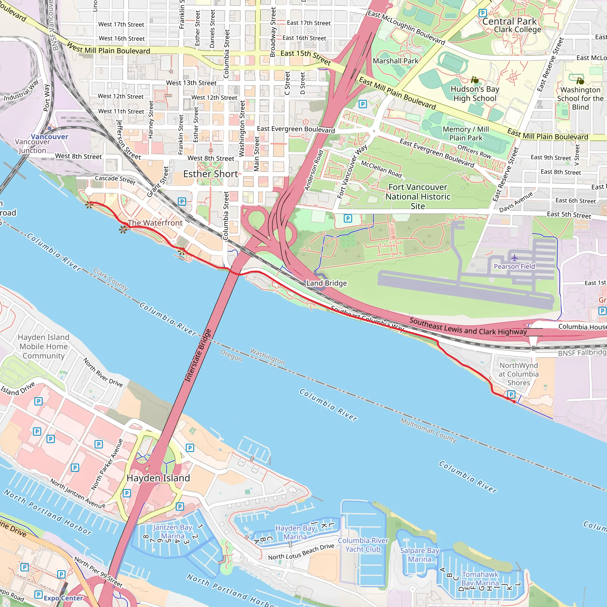 Columbia Riverfront Renaissance Trail mobile static map