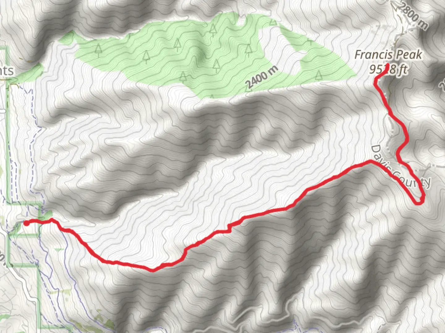 An image depicting the trail Francis Peak Trail and its surrounding area.