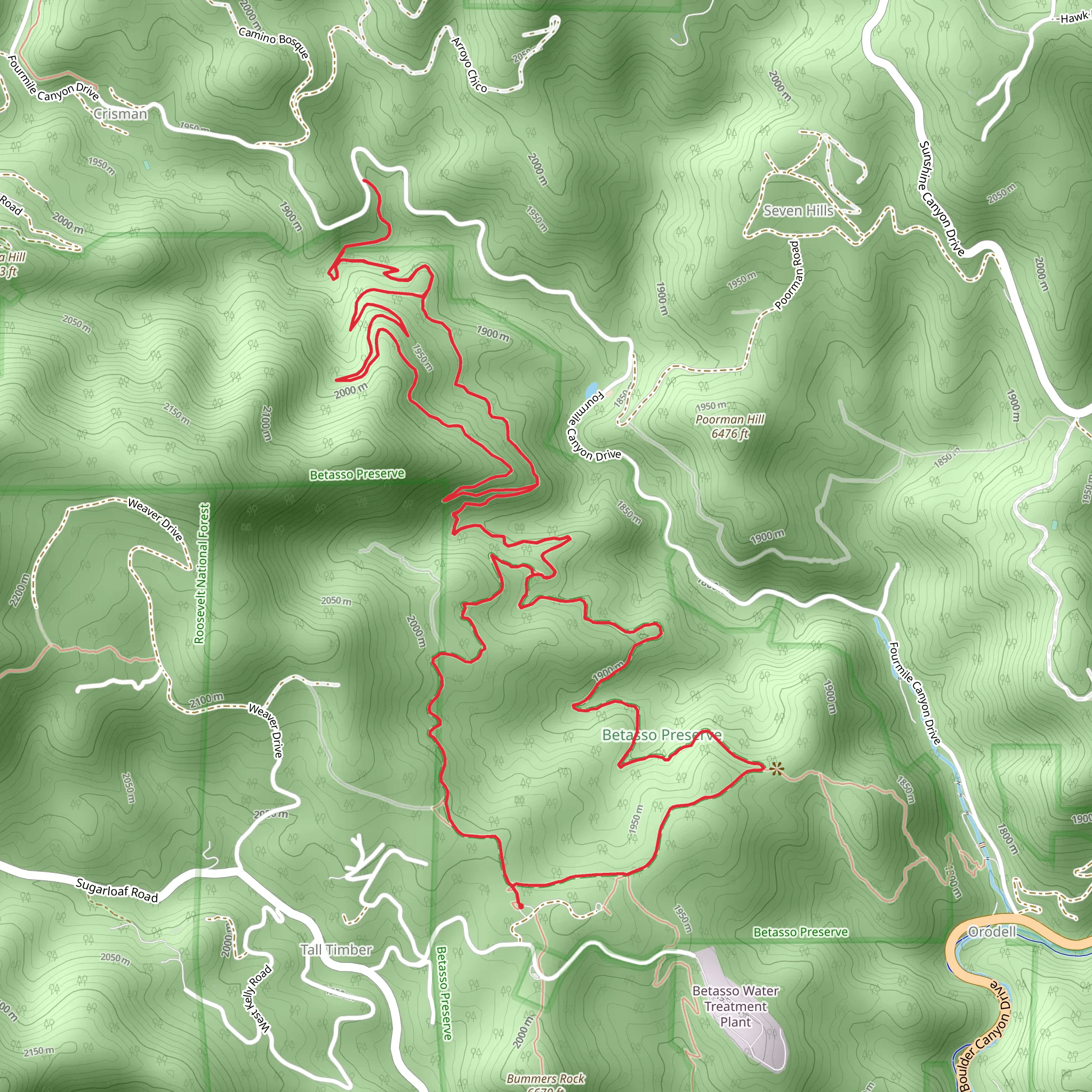 Betasso Preserve - Canyon Loop mobile static map