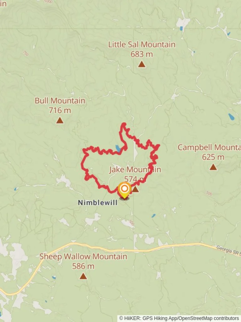 An image depicting the trail FDR-83 Bull Mountain Trail Loop and its surrounding area.