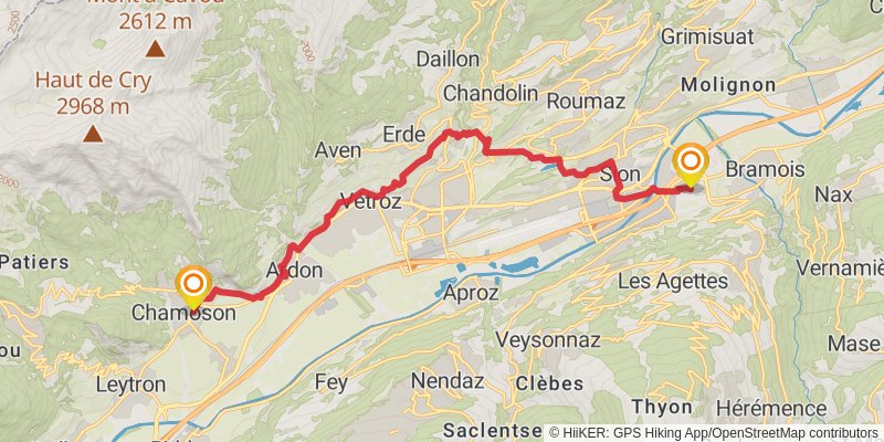 Camino Müstair-Geneva via Martigny stage 27 Map