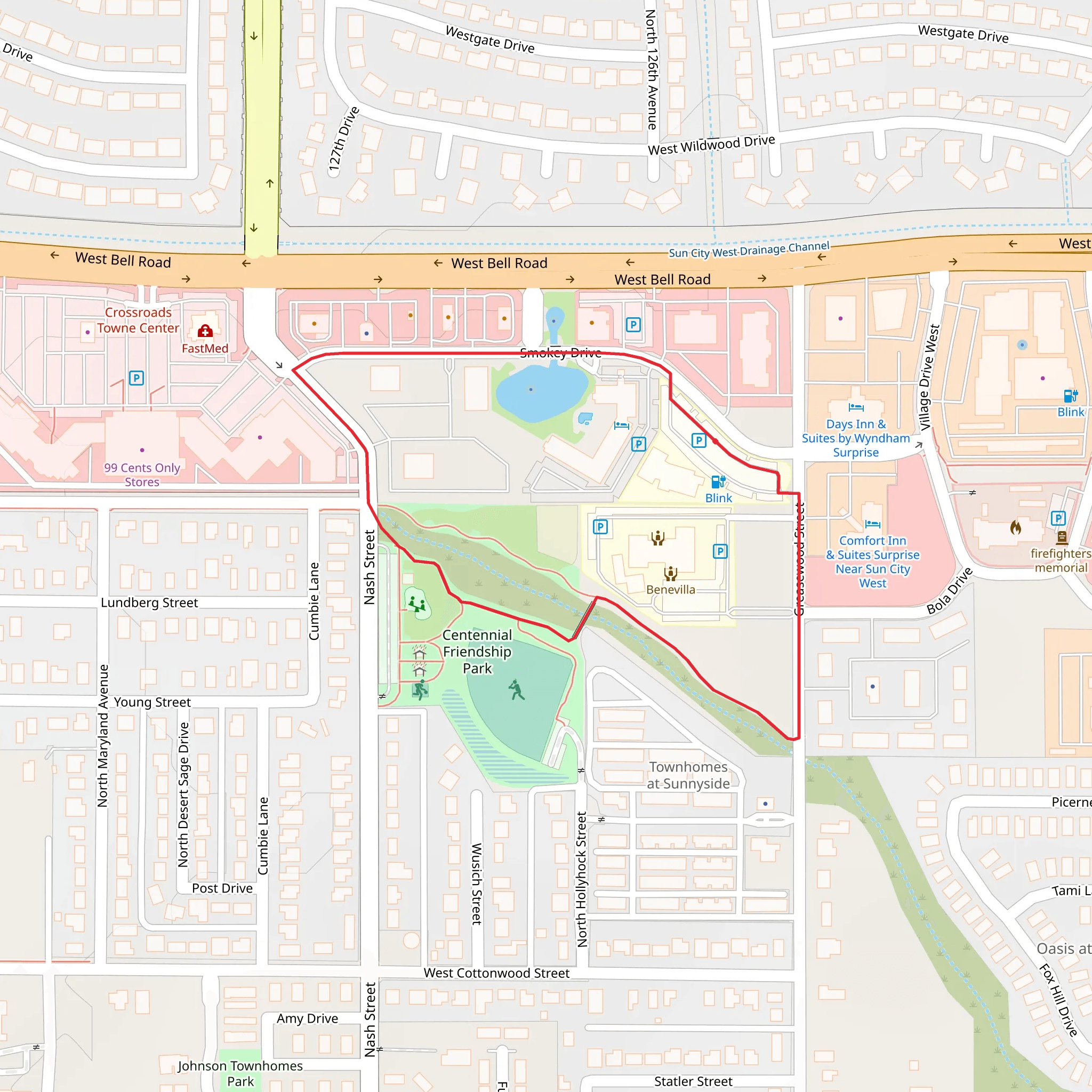 Centennial Friendship Park Loop - North mobile static map