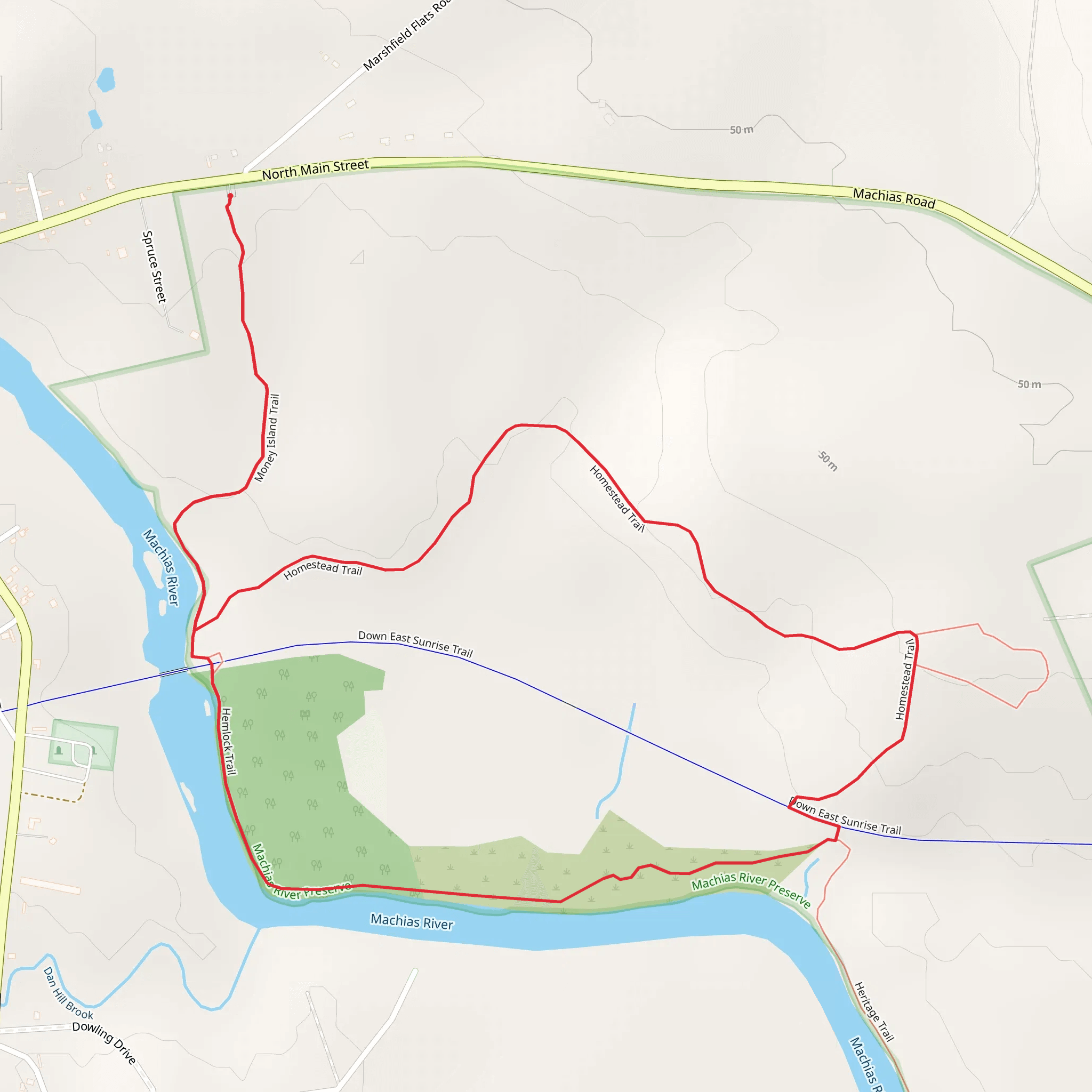 Machias River Loop via Money Island Trail mobile static map