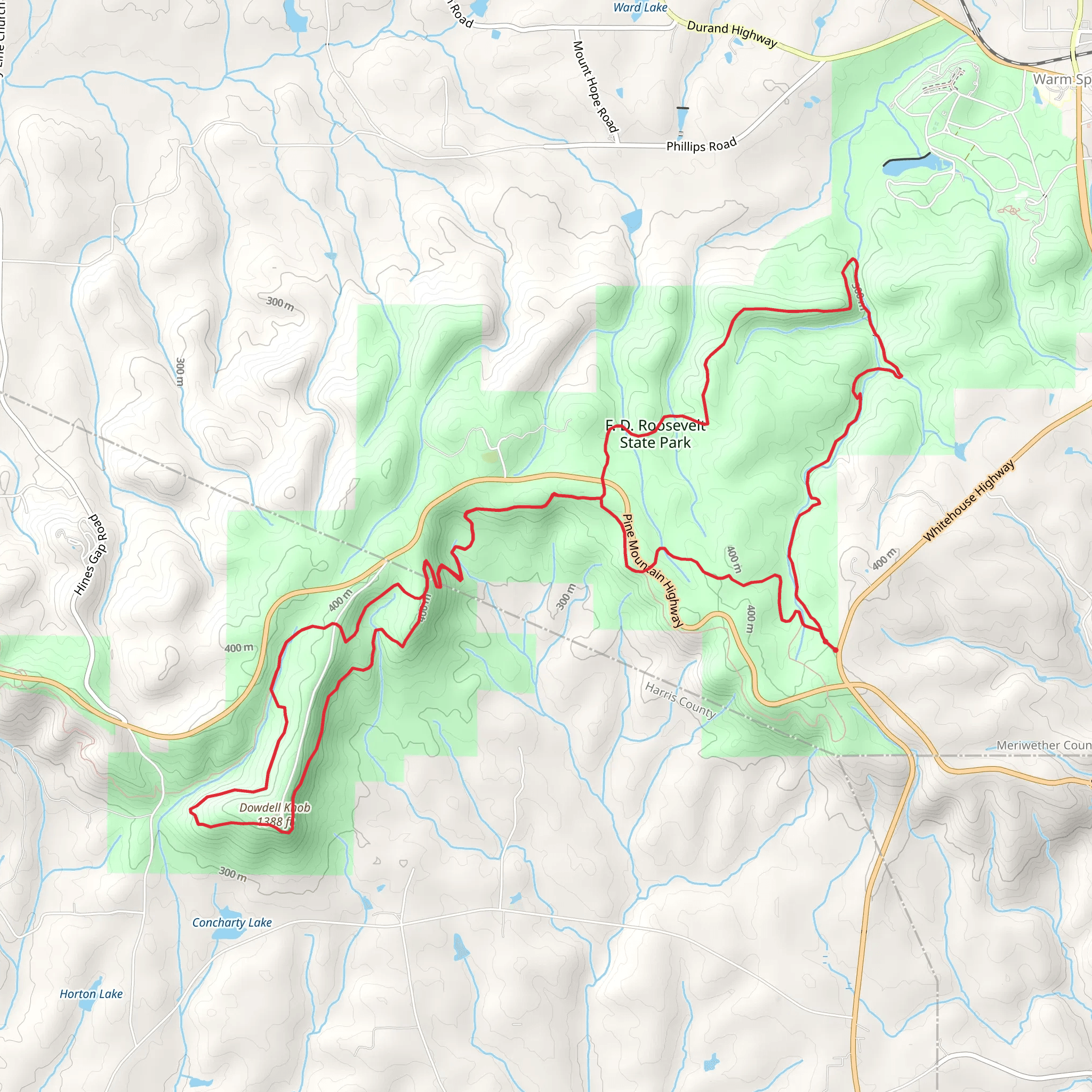 Pine Mountain, Dowdell Knob and Beaver Pond Loop Trail mobile static map