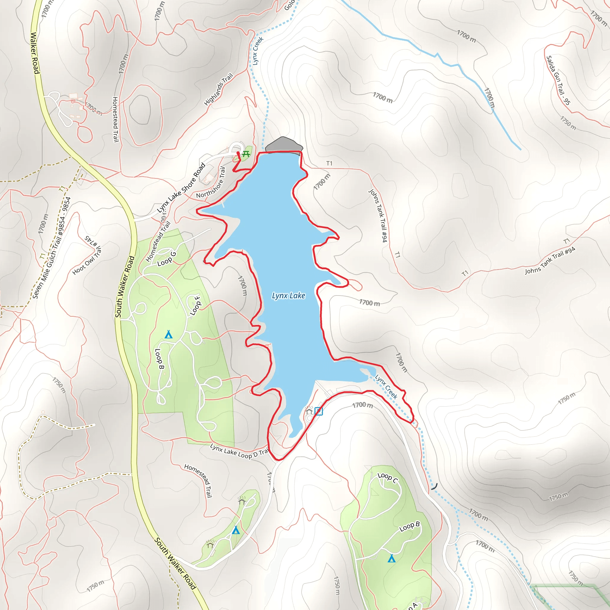 Lynx Lake Loop Trail mobile static map