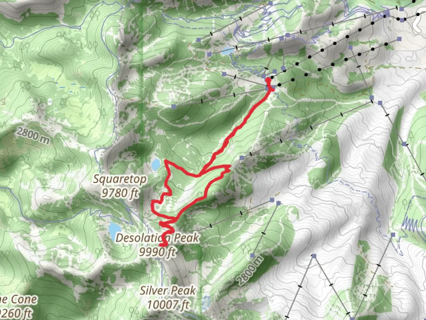 An image depicting the trail Tombstone Trail and Fantasy Ridge Trail and its surrounding area.