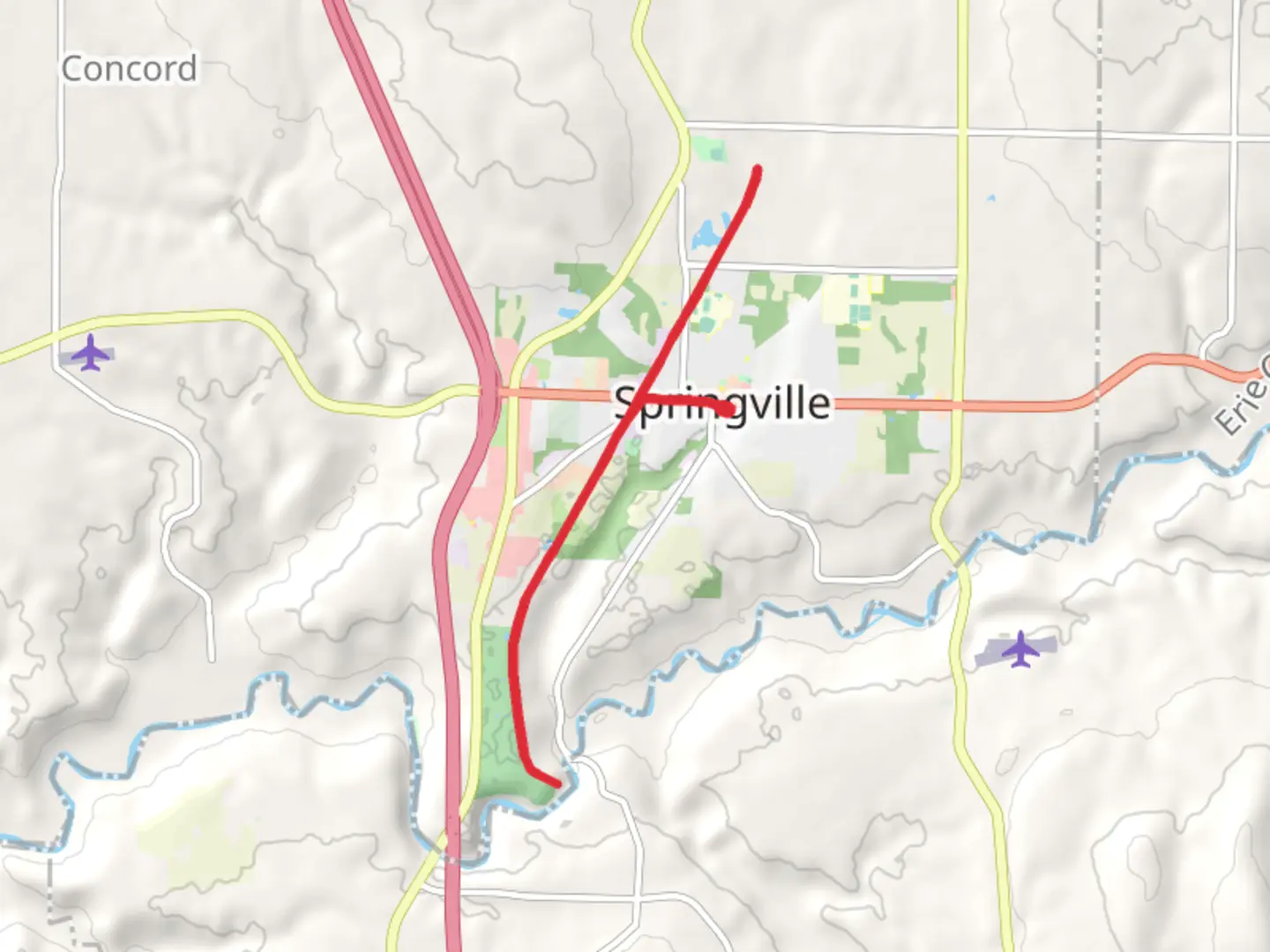An image depicting the trail Spring Brook and its surrounding area.