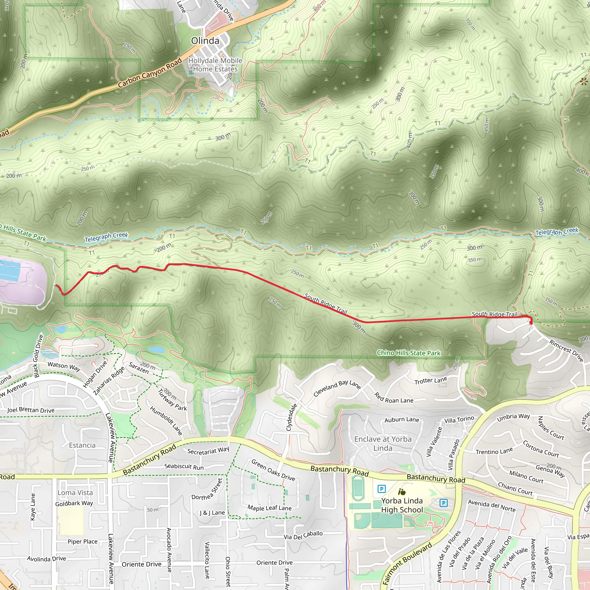 South Ridge Trail and Diemer Trail mobile static map