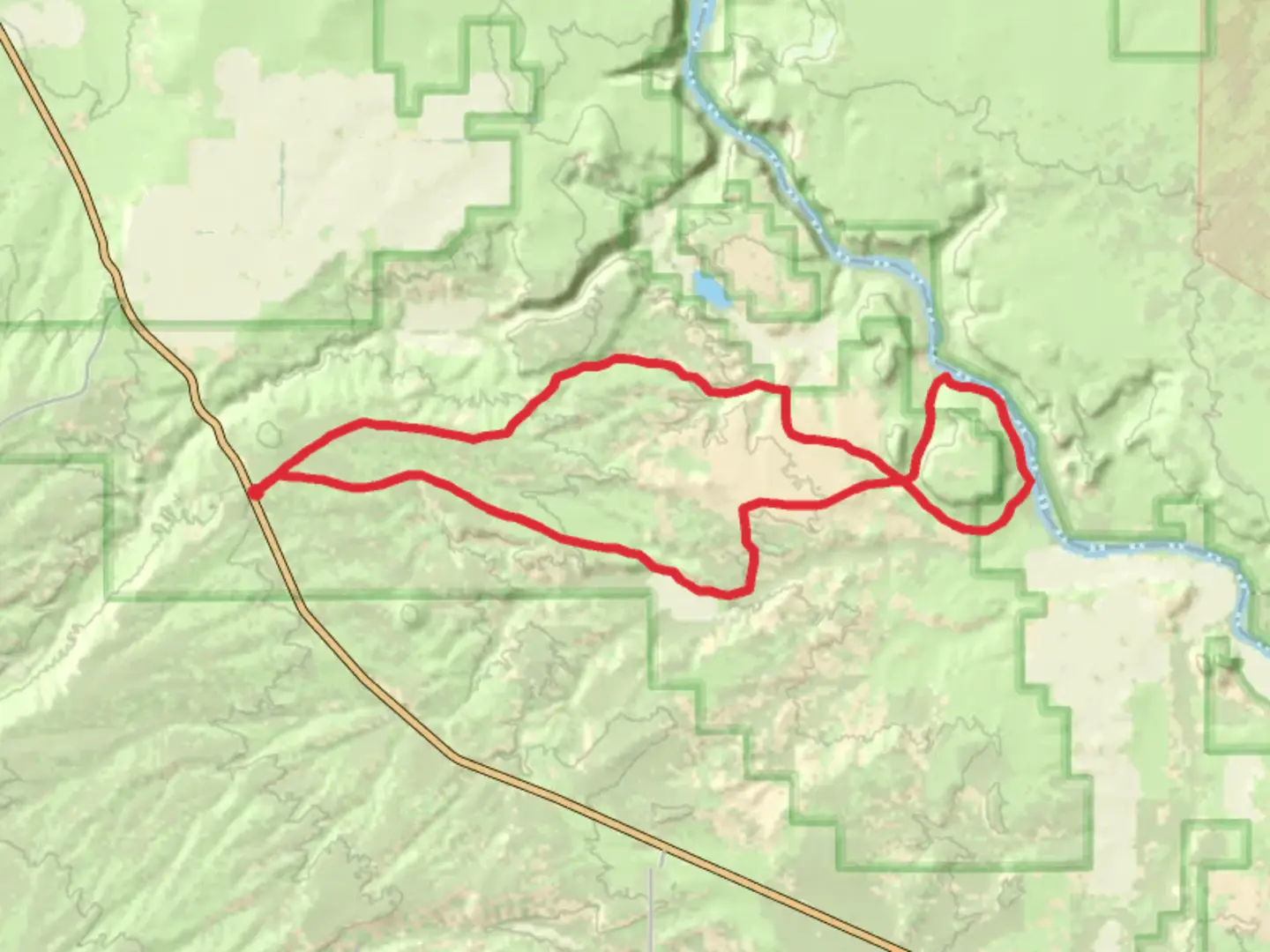 An image depicting the trail Wild Horse via Snake River and its surrounding area.