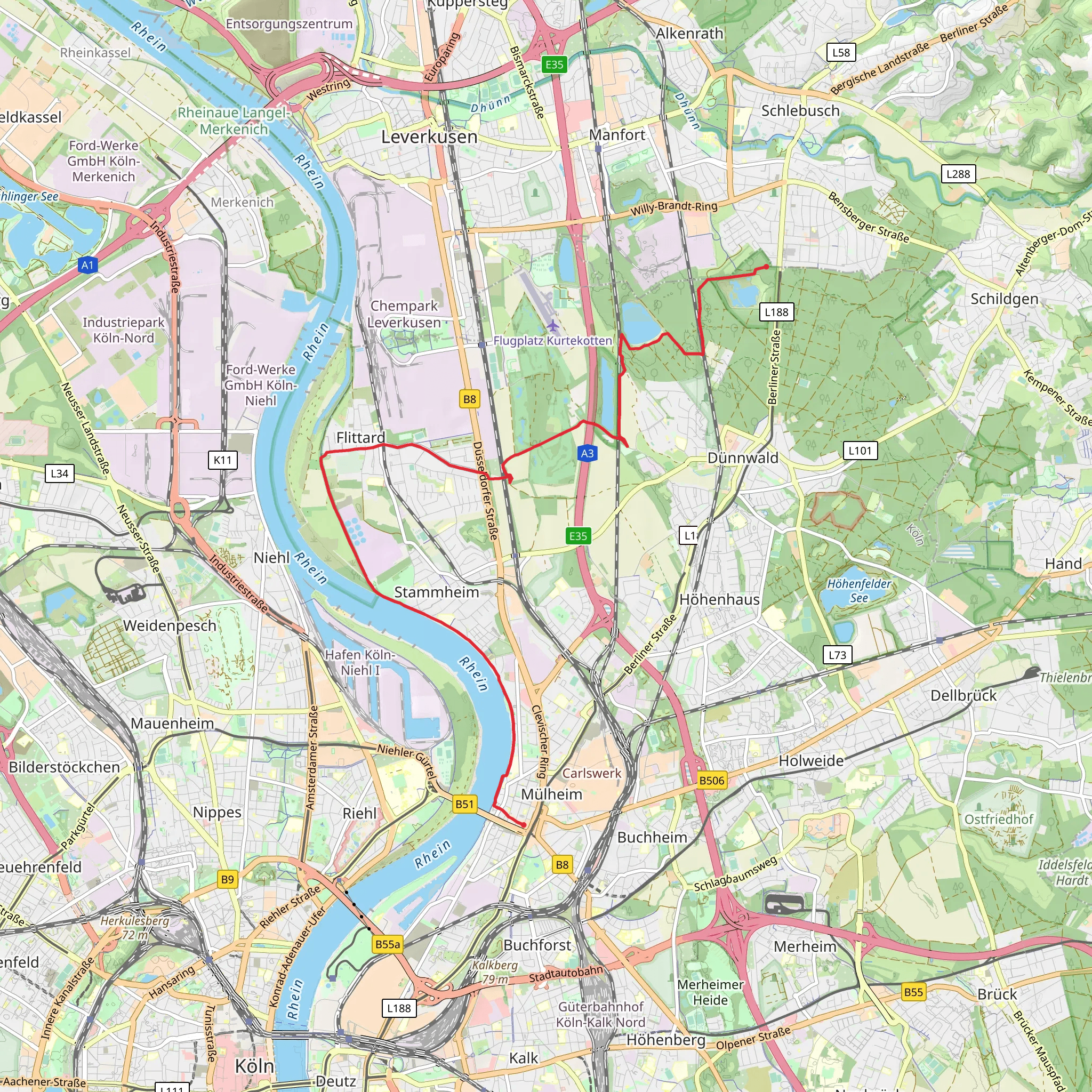 Von-Diergardt-See via Koelnpfad mobile static map