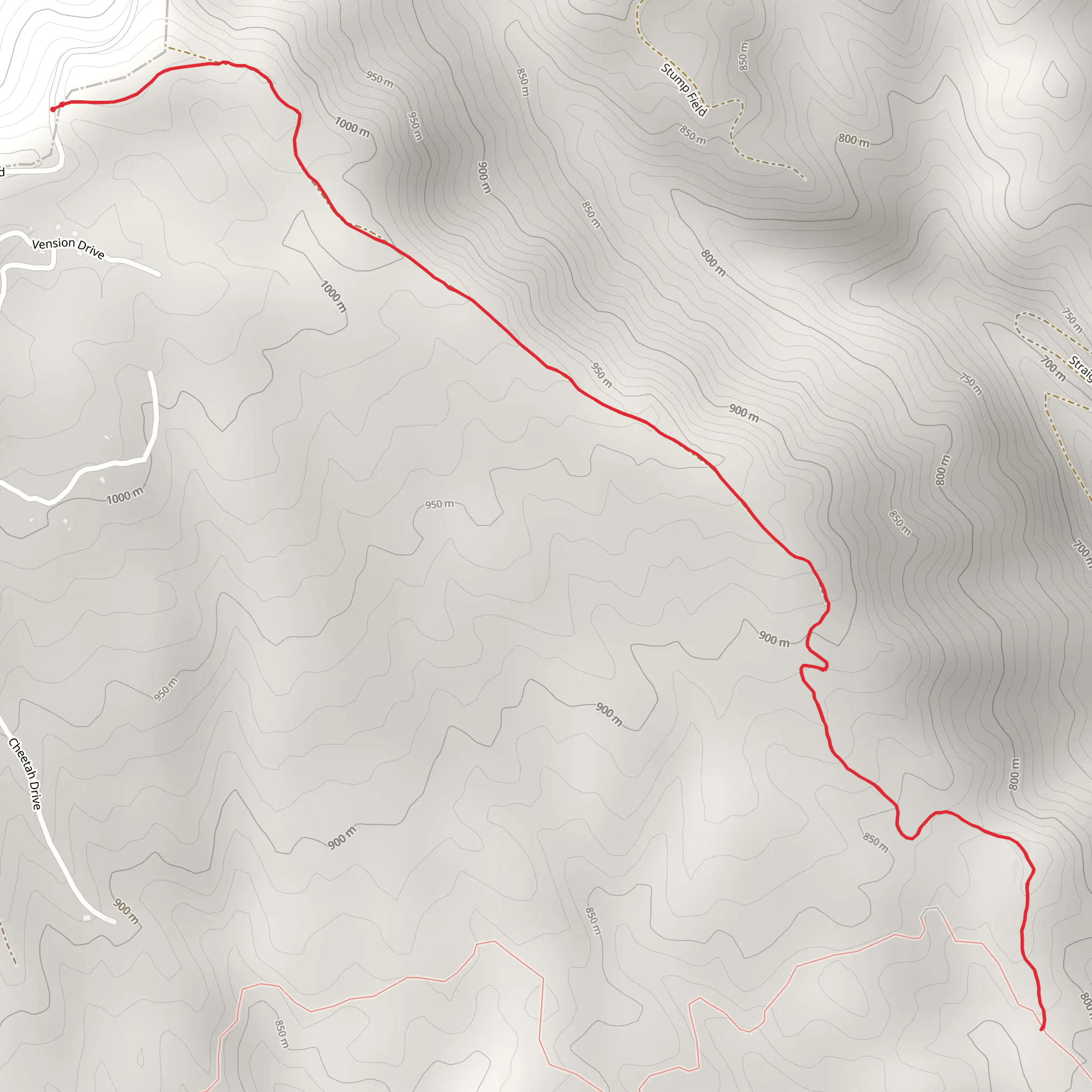 Straight Fork Ridge Trail mobile static map