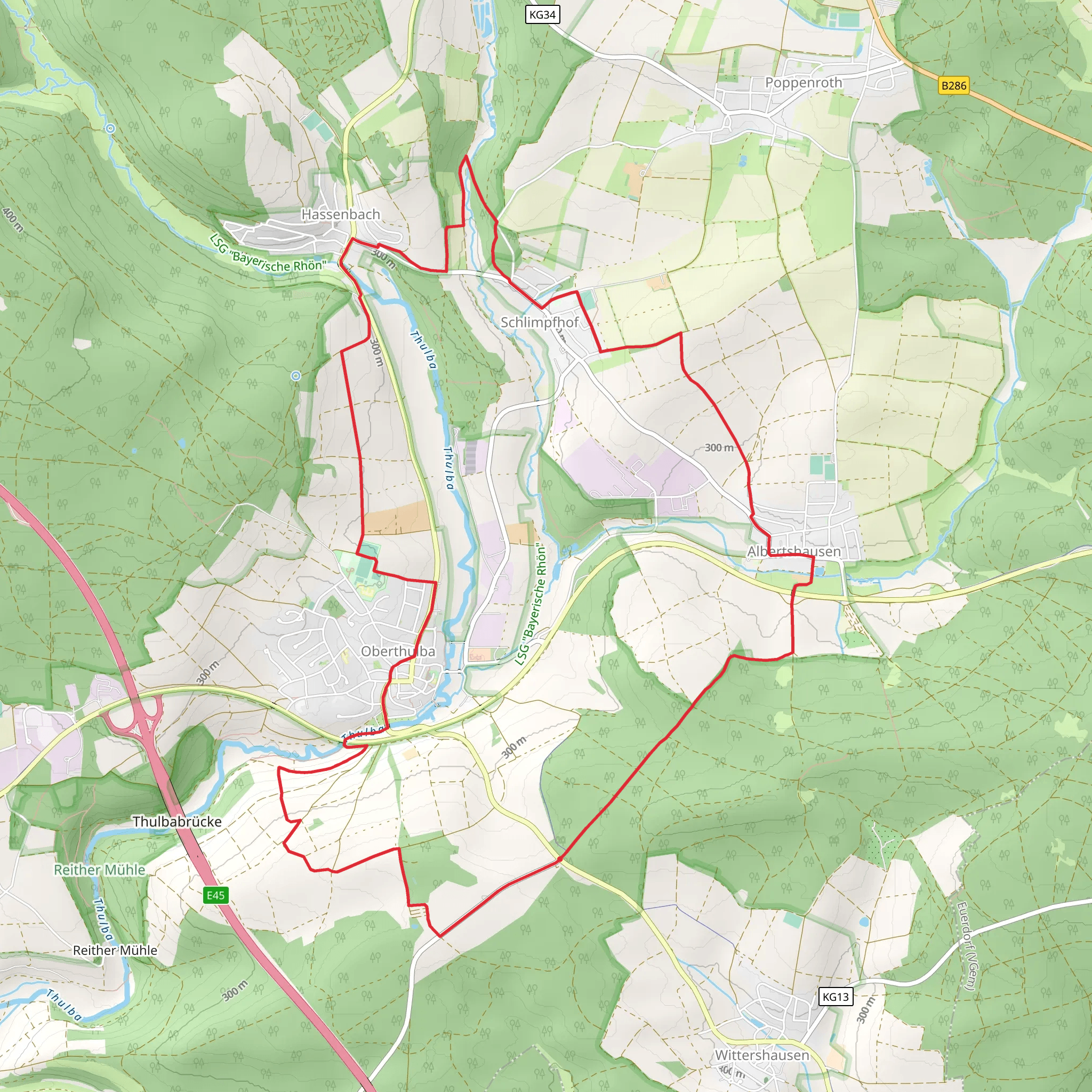 Oberthulba and Albertshausen Loop mobile static map