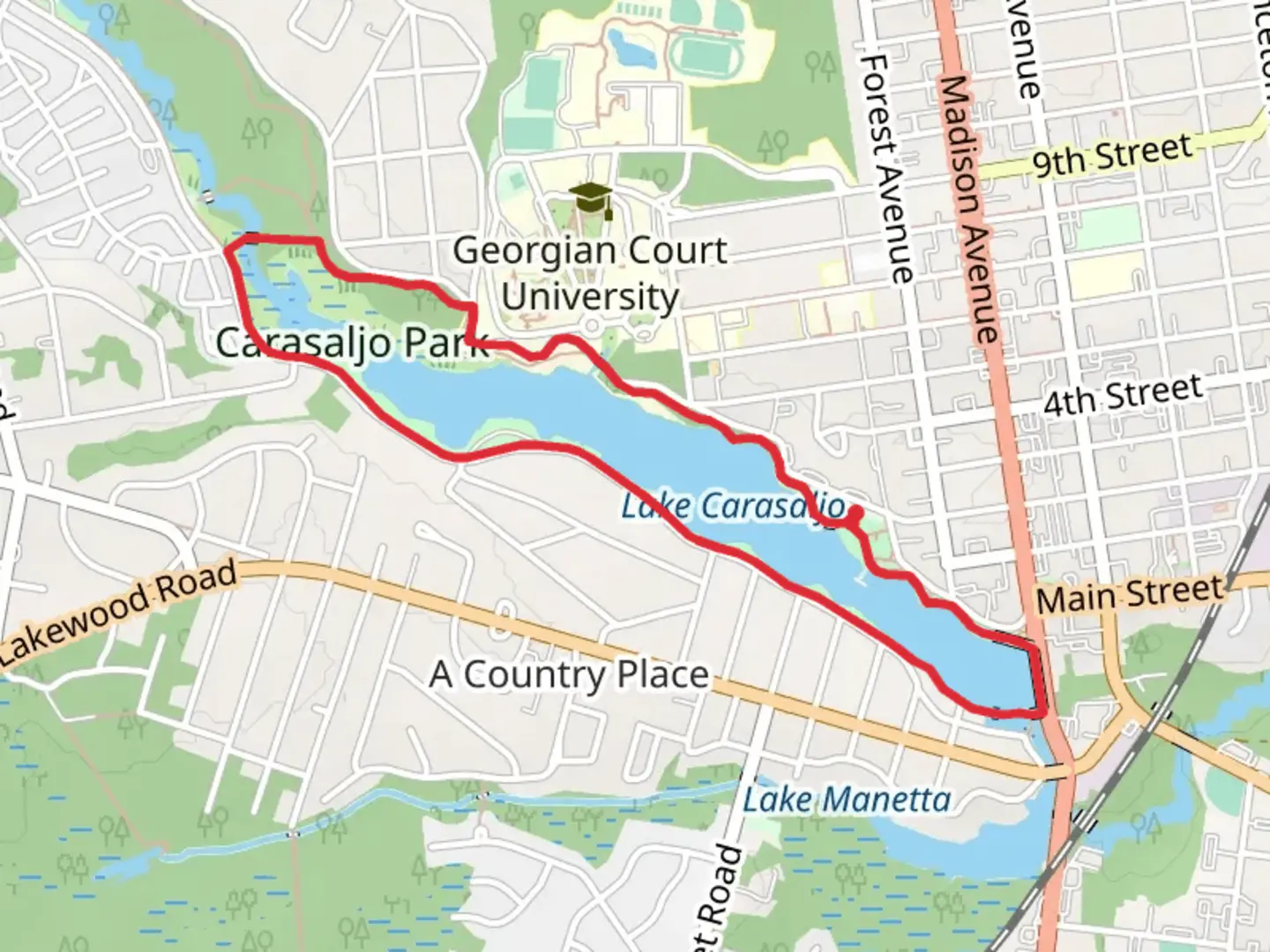 An image depicting the trail Lake Carasaljo Loop and its surrounding area.