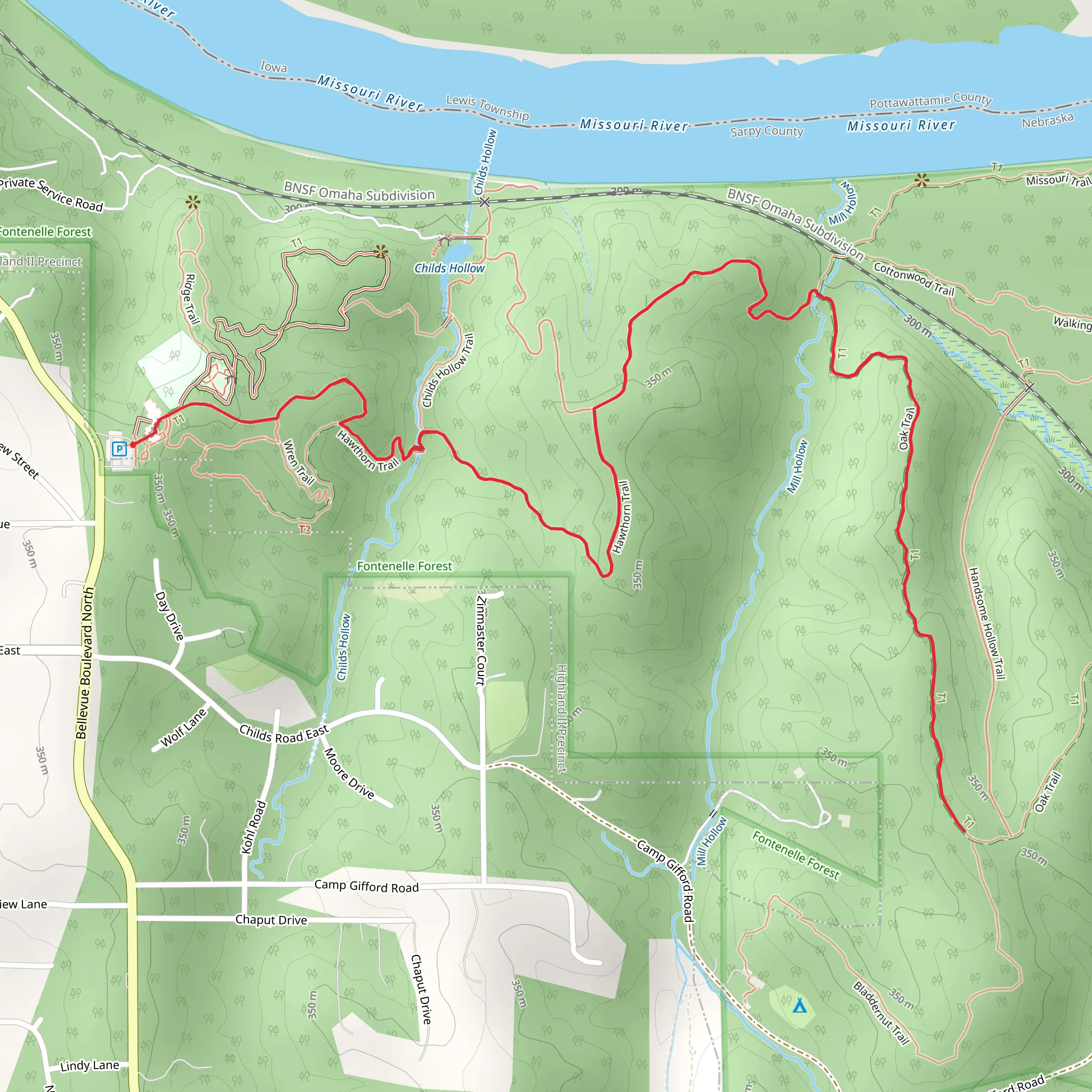 Linden Trail and Hawthorn Trail mobile static map