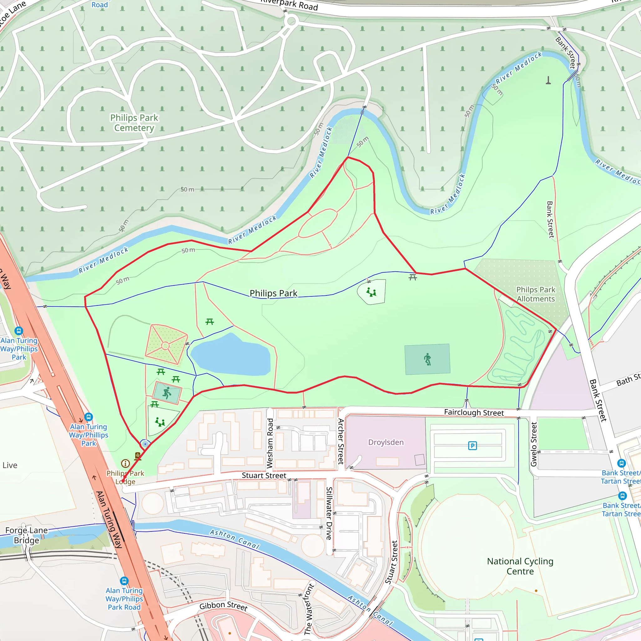 Philips Park Long Loop mobile static map